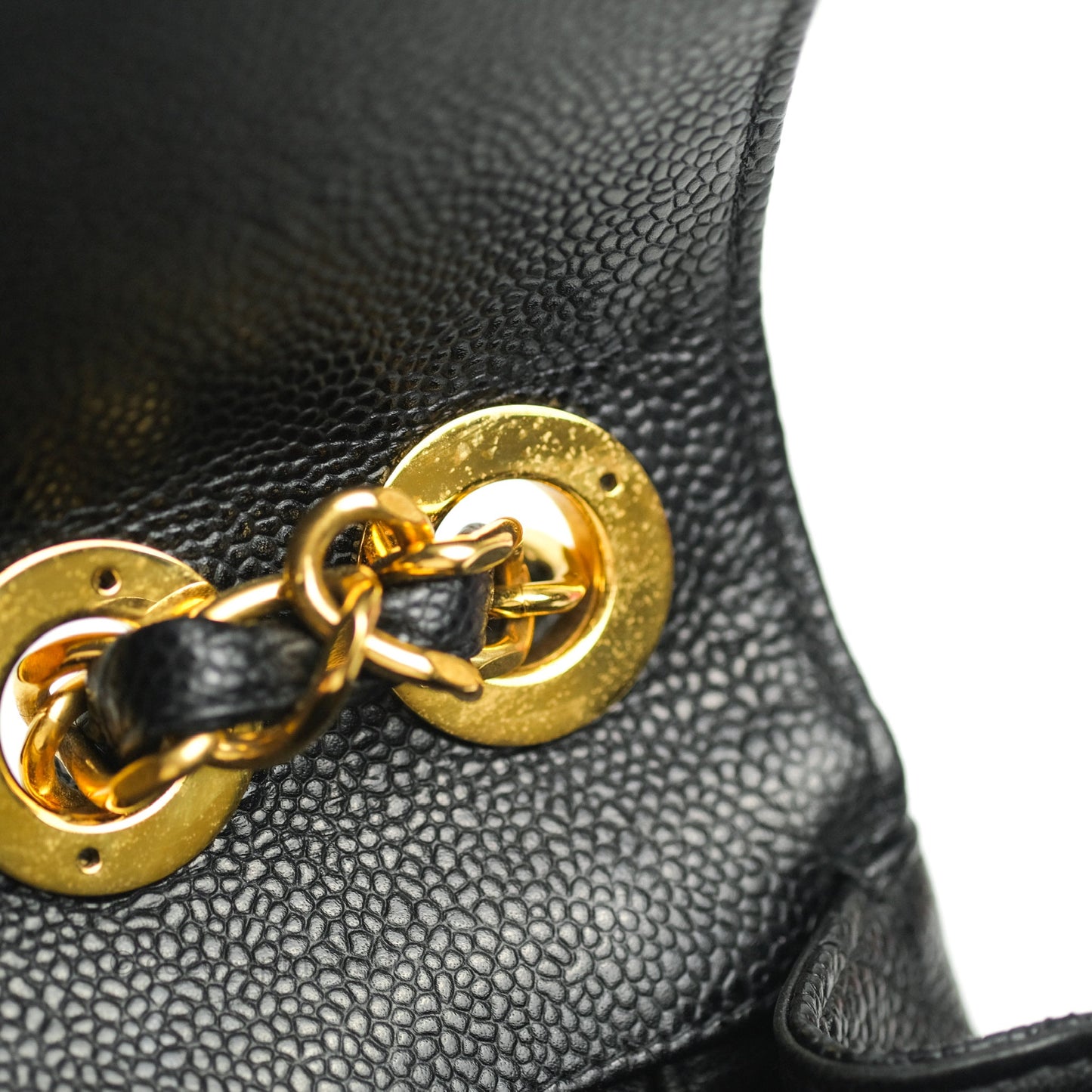 Chanel Classic Vintage Jumbo Single Flap Black Caviar 24K Gold Hardware