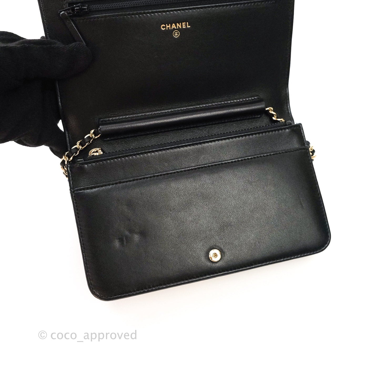 Chanel Quilted Wallet on Chain WOC Black Calfskin Gold Hardware