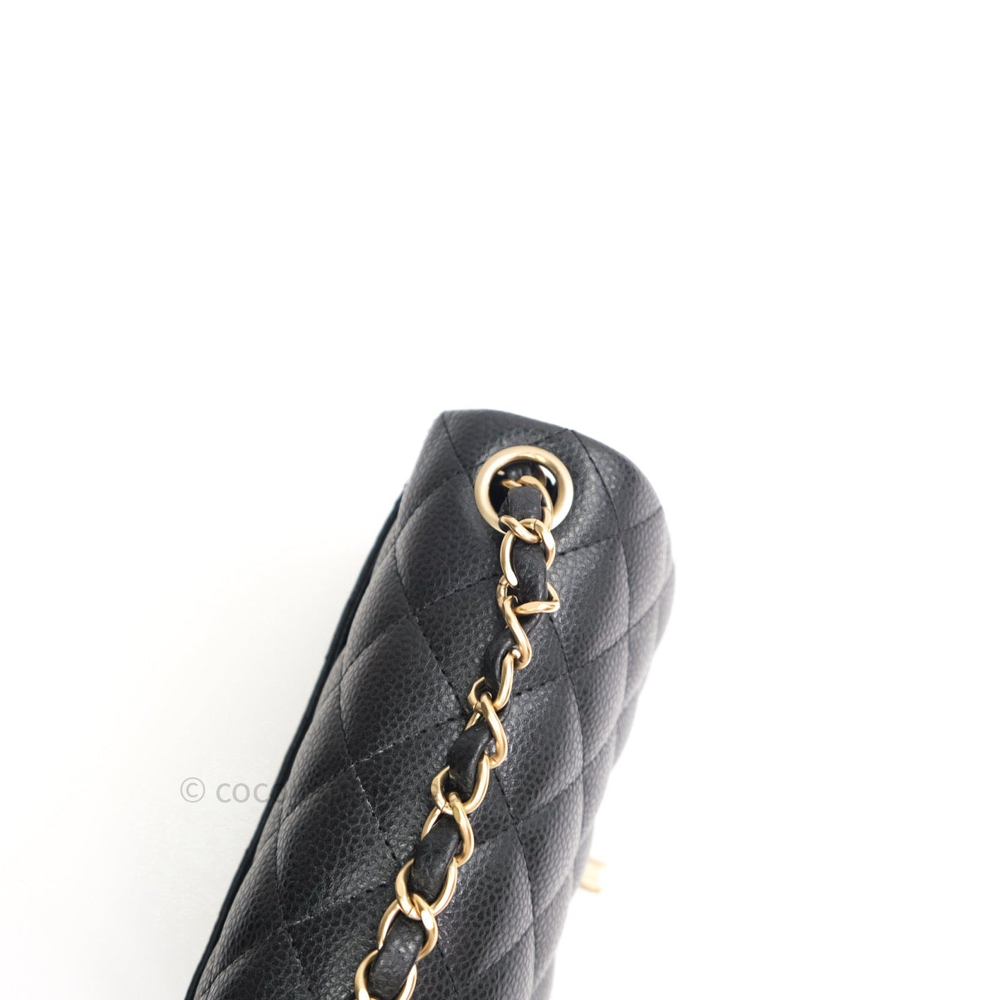 Chanel Mini Square Dark Gray Caviar Gold Hardware