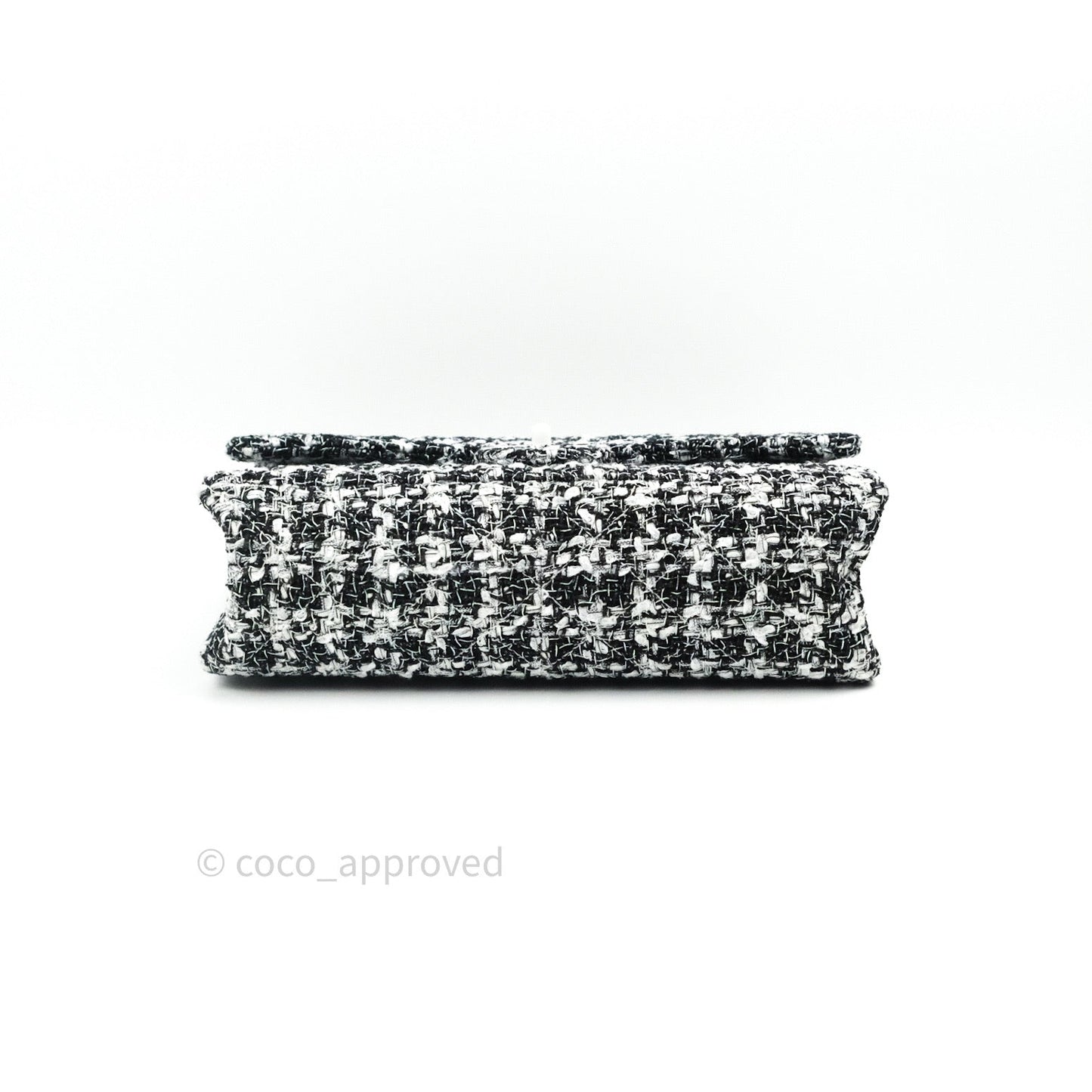 Chanel Reissue Quilted Tweed Black White Enamel Silver Hardware 226