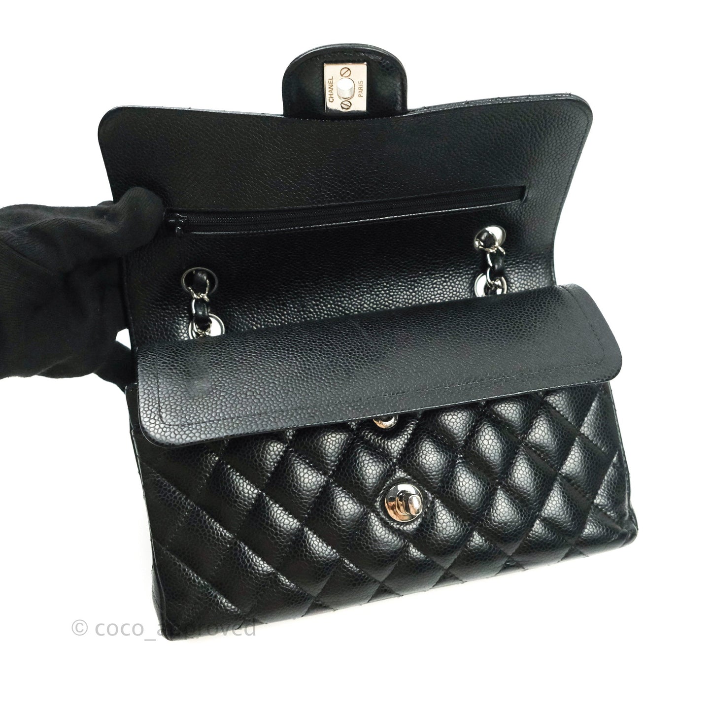 Chanel Classic Small S/M Flap Black Caviar Silver Hardware