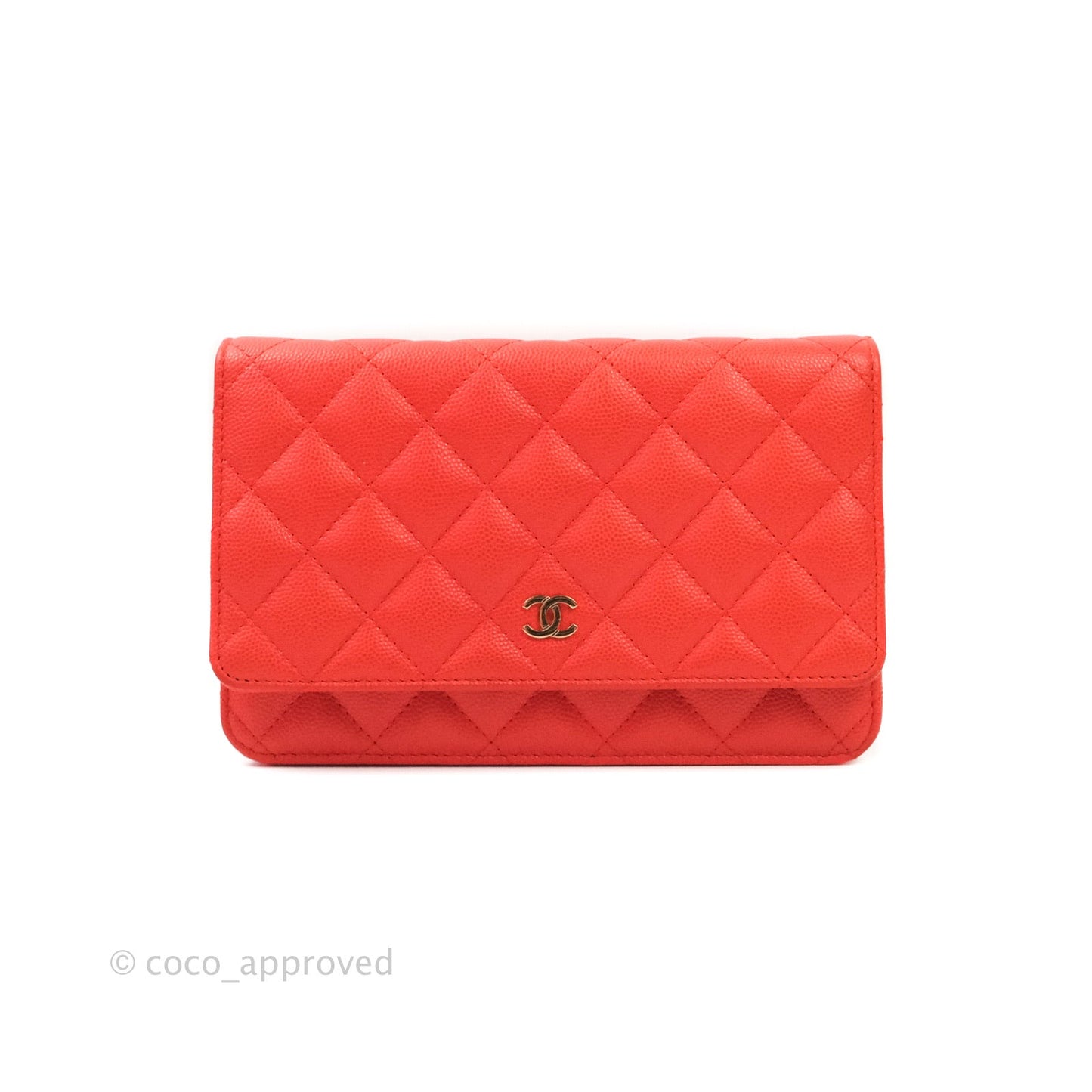 Chanel Quilted Wallet on Chain WOC Red Caviar Gold Hardware