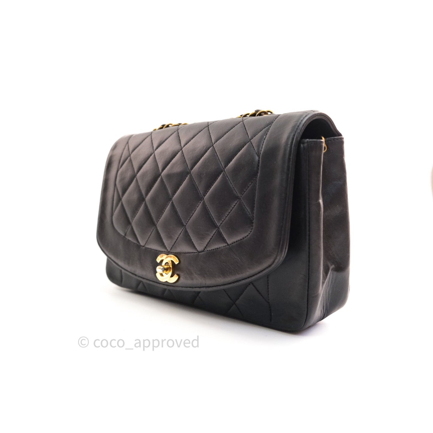 Chanel Black Quilted Lambskin Medium Vintage Classic Diana Flap Bag