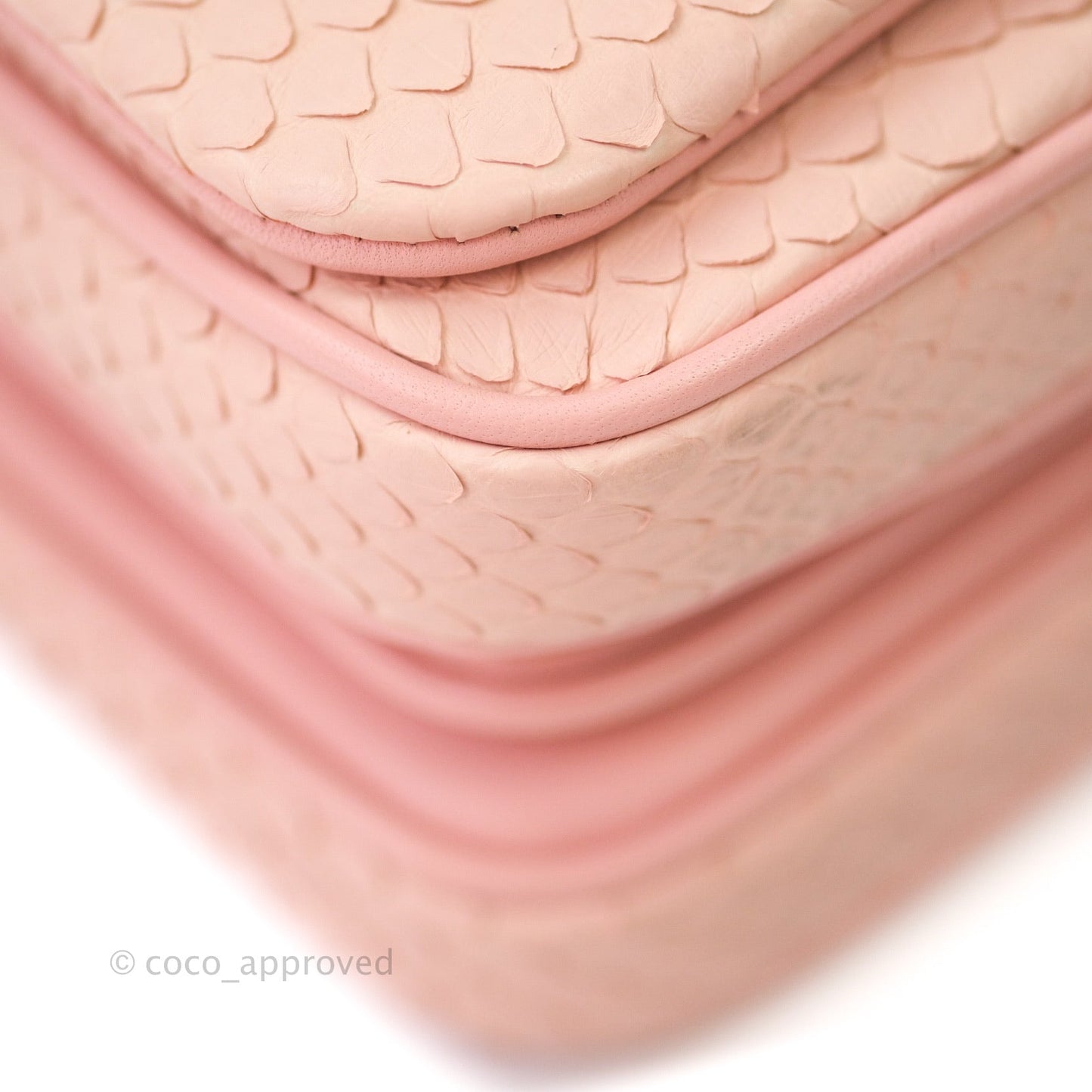 Chanel Small Handle Flap Bag Pink Python Gold Hardware