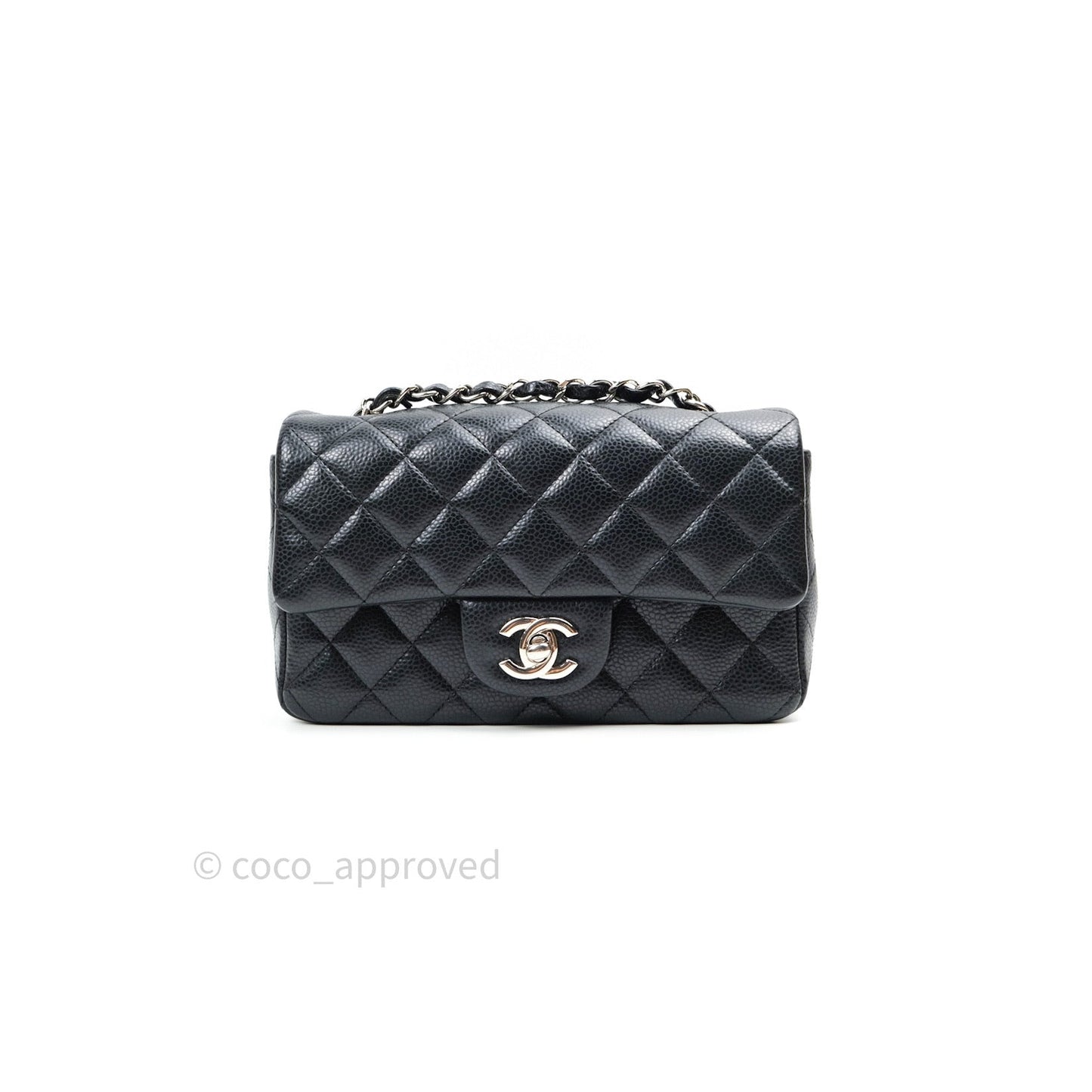 Chanel Quilted Mini Rectangular Black Caviar Silver Hardware 14B