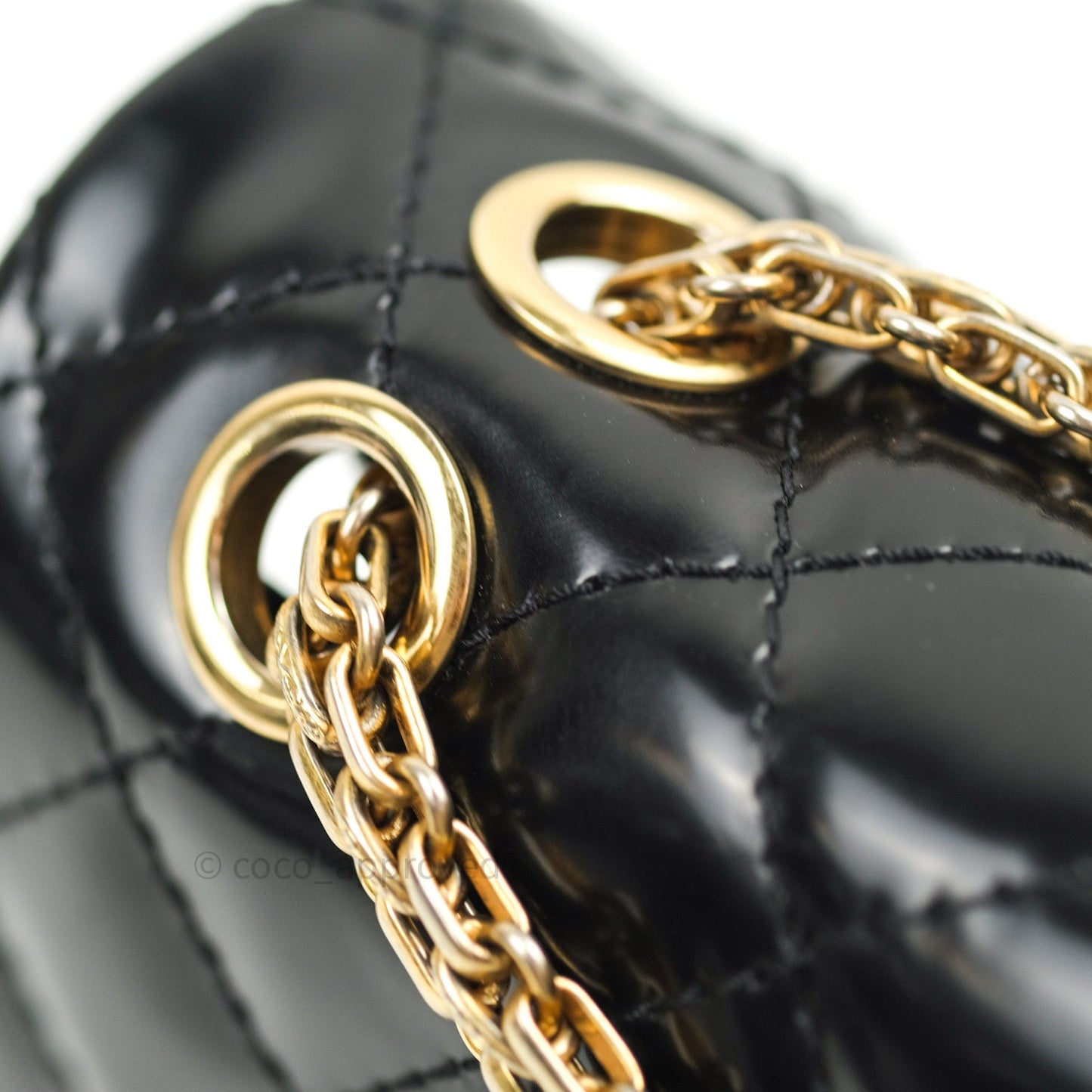 Chanel Quilted Accordion Reissue Black Patent Leather Gold Hardware 2.55 Flap