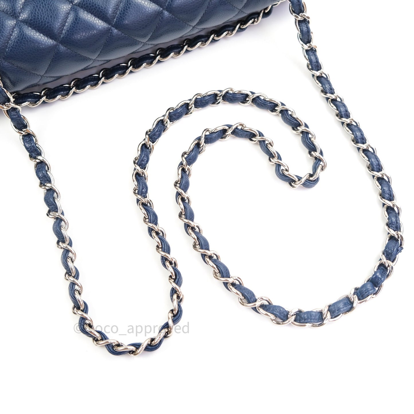 Chanel Classic Jumbo Quilted Double Flap Blue Caviar Silver Hardware⁣⁣