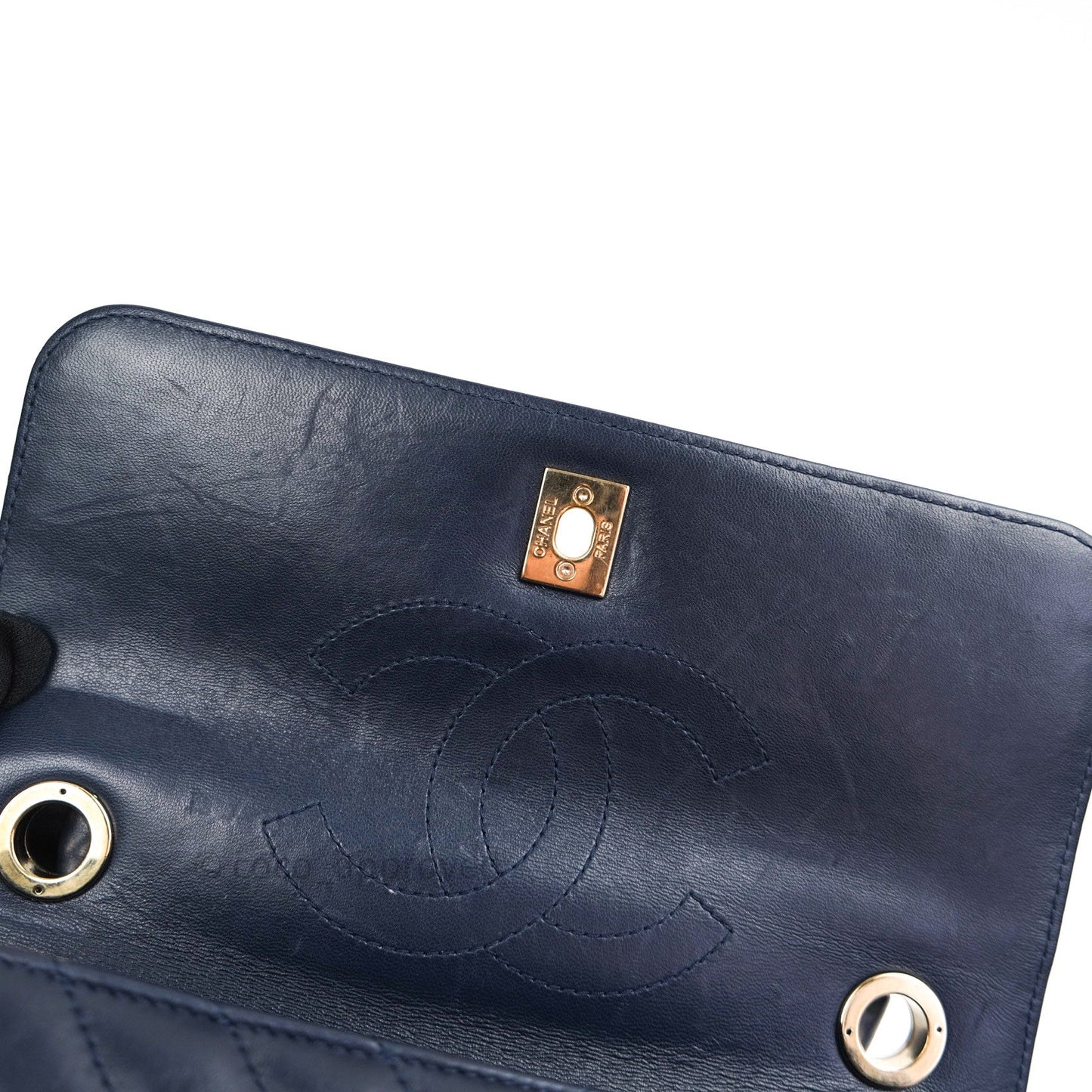 Chanel Trendy CC Small Chevron Navy Lambskin Gold Hardware