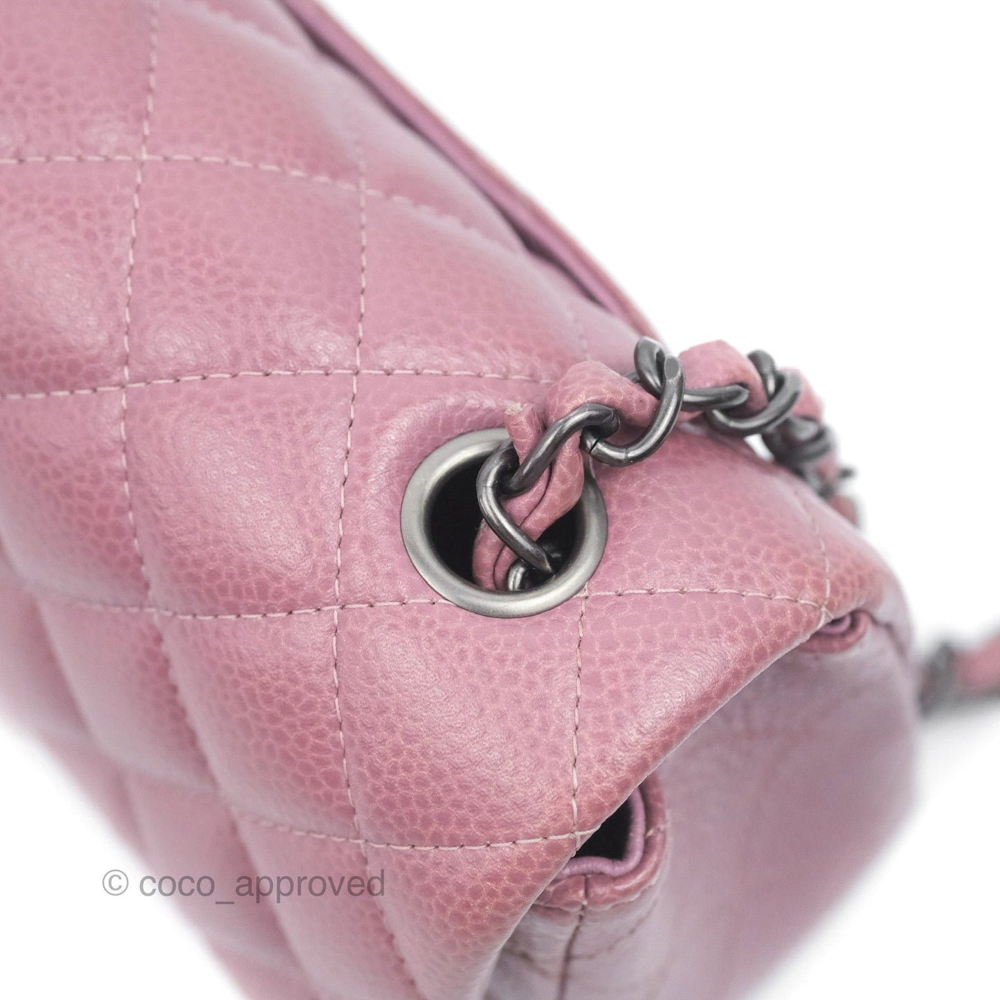 Chanel Quilted Mini Rectangular Flap Dark Pink Caviar Ruthenium Hardware