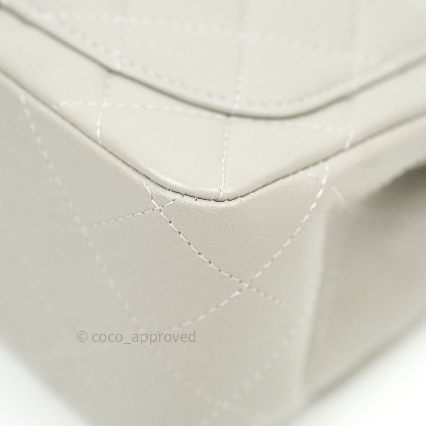Chanel Mini Square Grey Lambskin Silver Hardware 19B