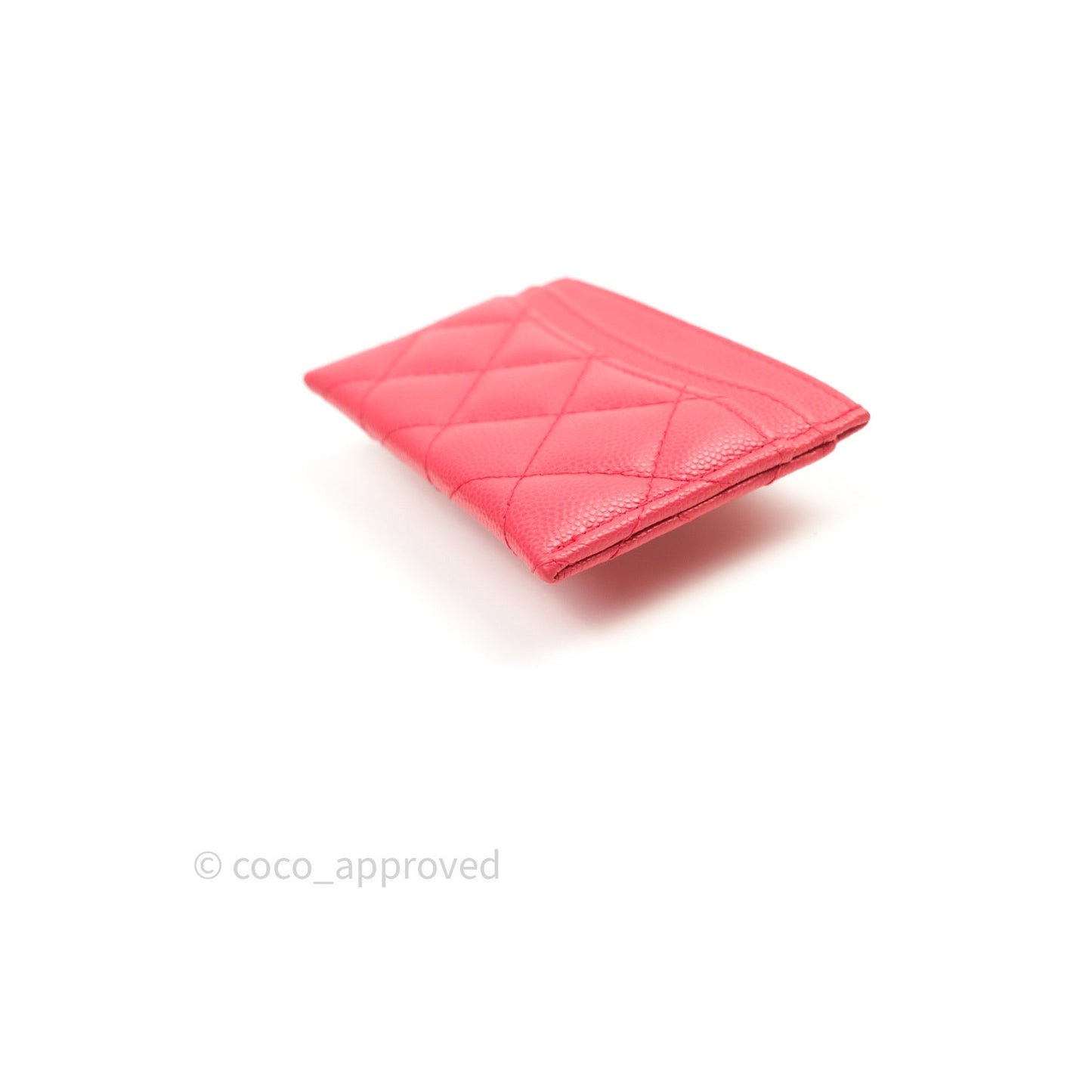 Chanel Quilted Classic Pink Caviar Silver Hardware Flat Card Holder