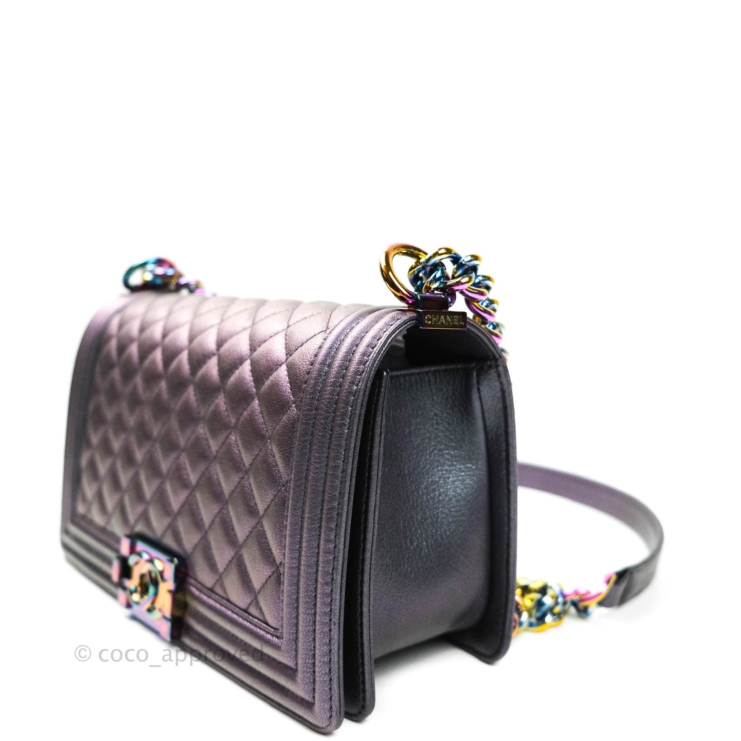 Chanel Purple Mermaid Iridescent Medium Calfskin Boy Bag