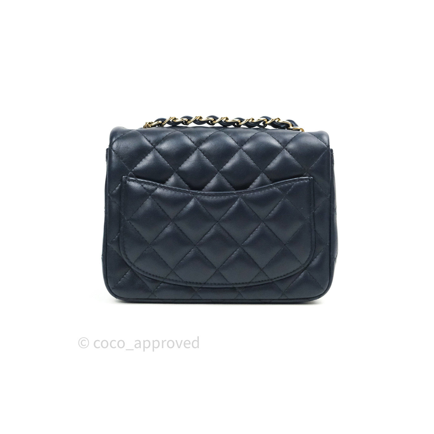 Chanel Mini Square Navy Lambskin Gold Hardware