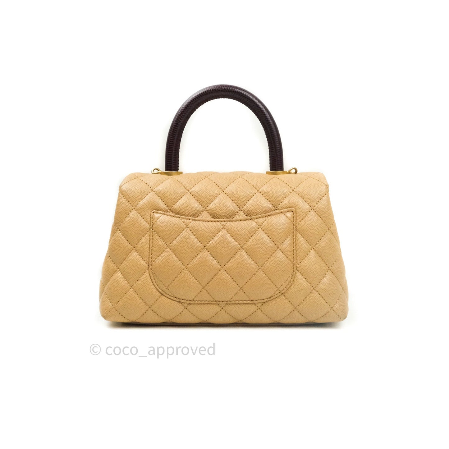 Chanel Mini Coco Handle Quilted Beige Caviar Gold Hardware Lizard Embossed Handle