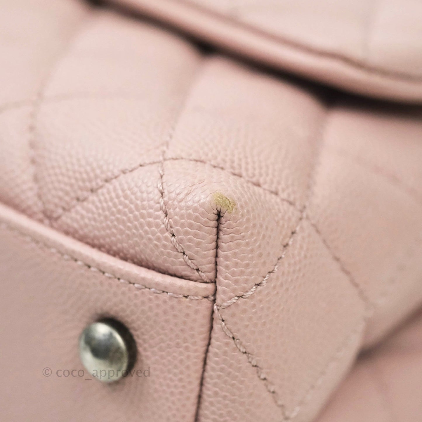 Chanel Mini (Small) Coco Handle Quilted Pink Caviar Ruthenium Hardware