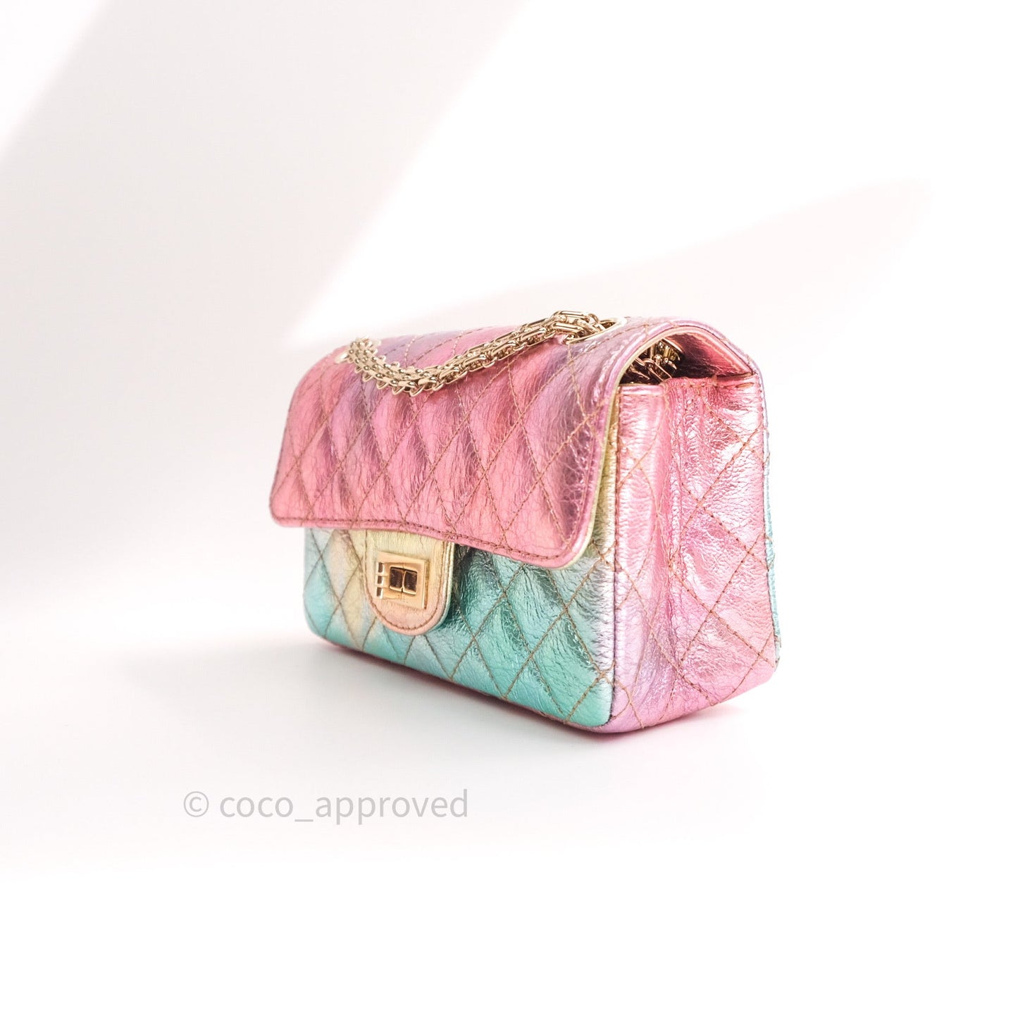 Chanel Mini Reissue 224 Rainbow Quilted Calfskin Gold Hardware