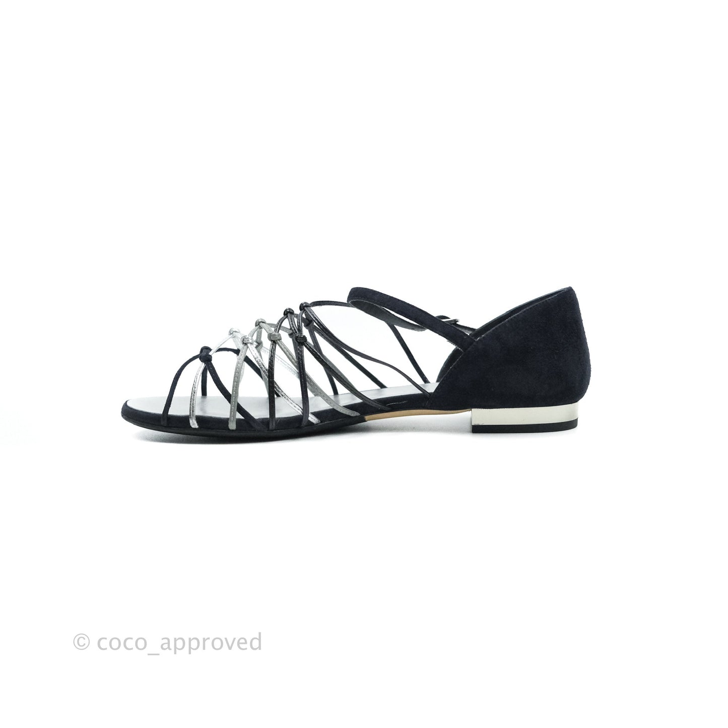 Chanel Sandals Dark Navy Silver 38C
