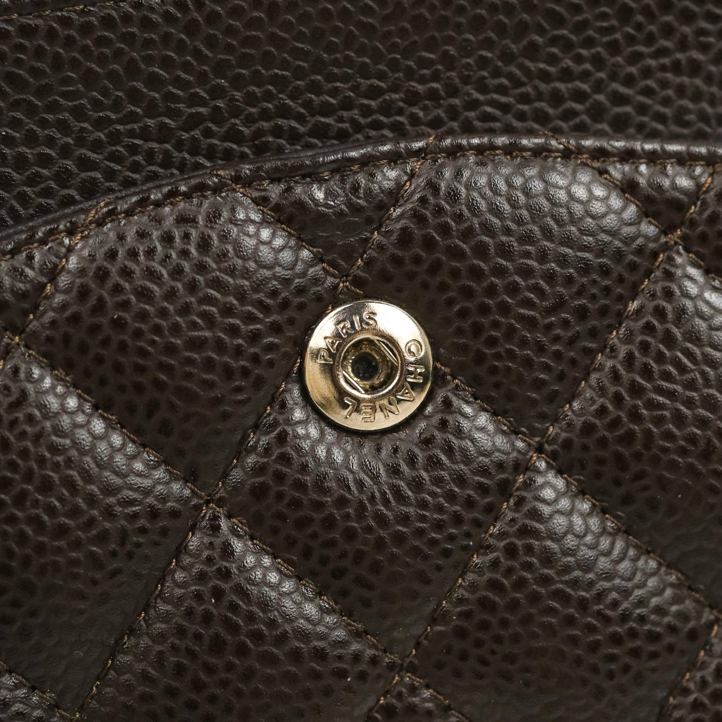 Chanel Classic M/L Medium Flap Quilted Dark Chocolate Brown Caviar Silver Hardware
