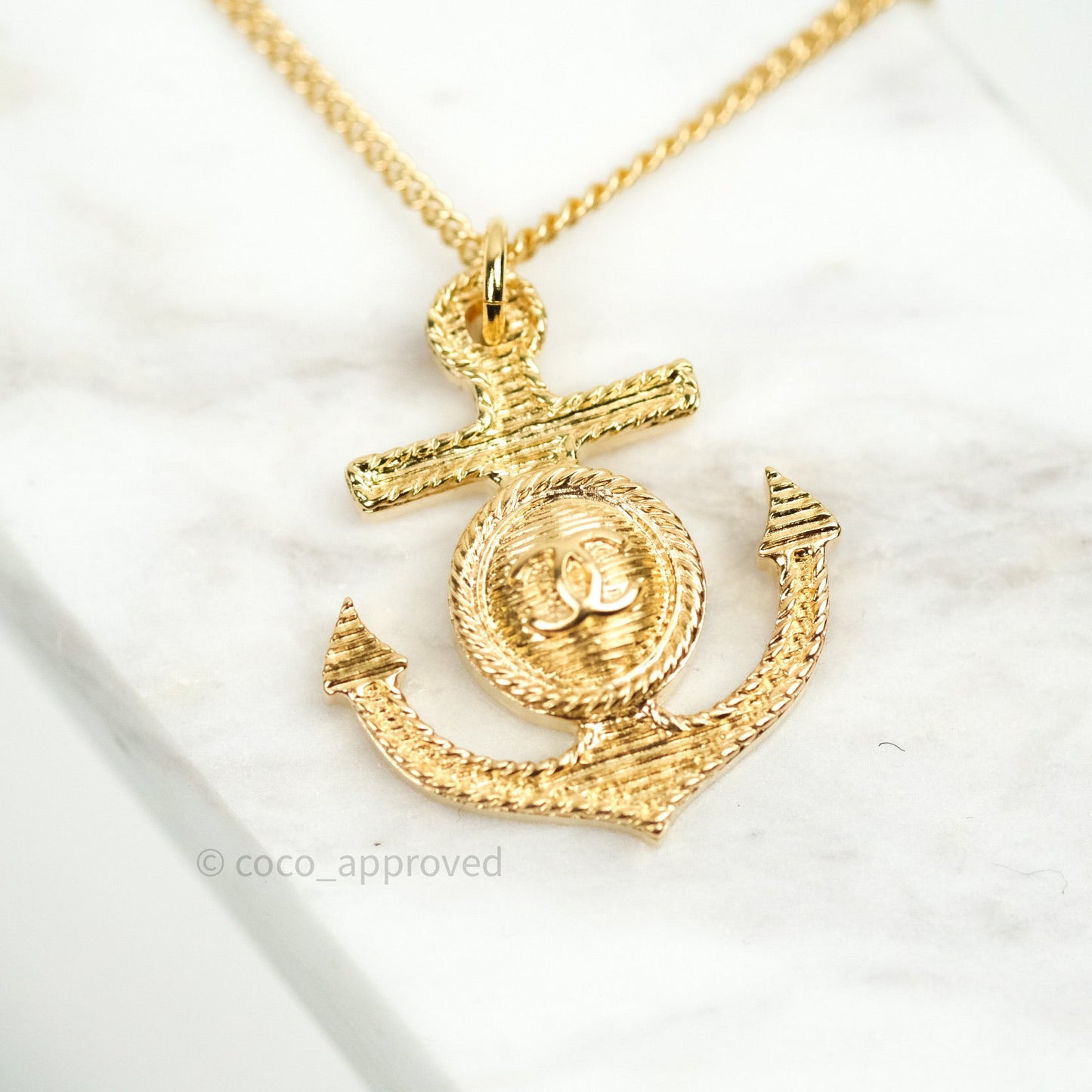 Chanel CC Anchor Pendant Gold Necklace