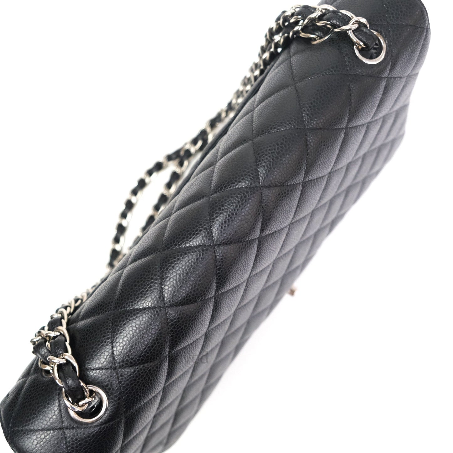 Chanel Classic Maxi Single Flap Quilted Black Caviar Silver Hardware
