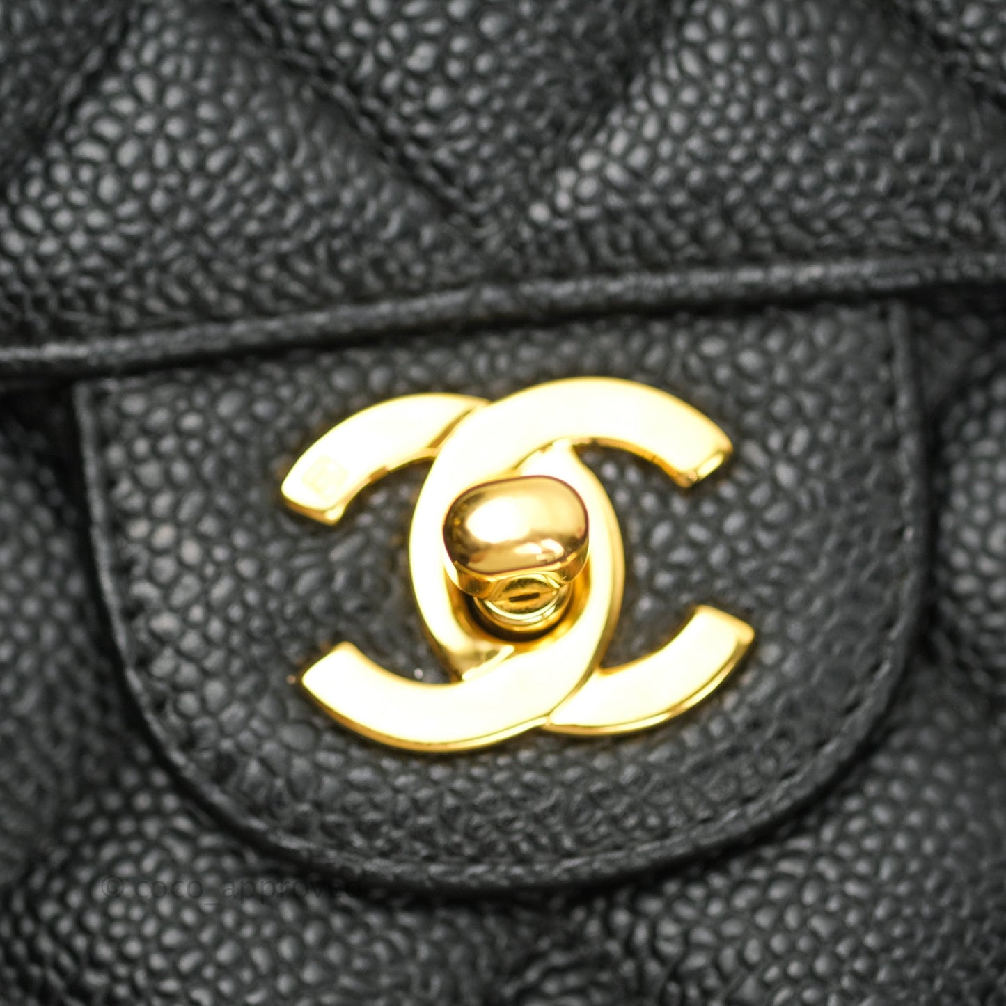 Chanel Classic Vintage Jumbo Single Flap Black Caviar 24K Gold Hardware