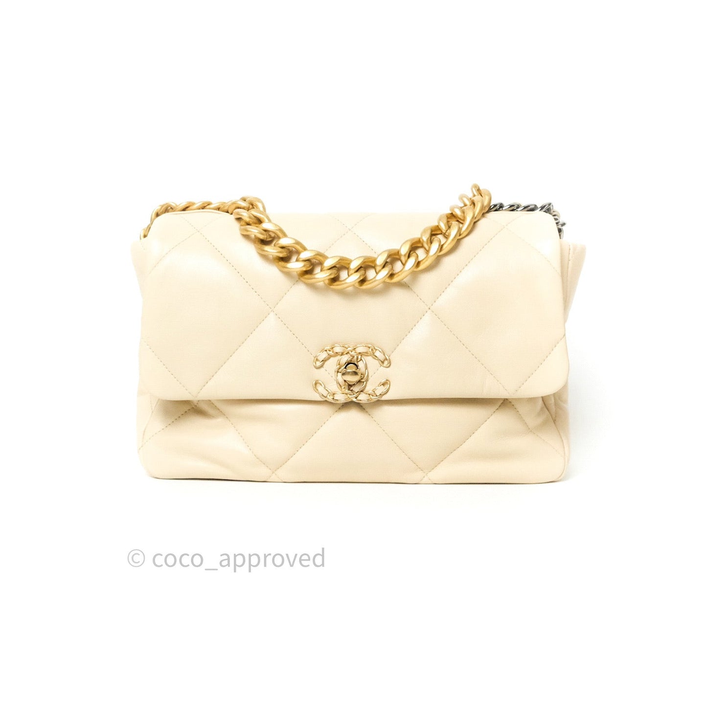 Chanel 19 Medium Beige Goatskin Mixed Hardware