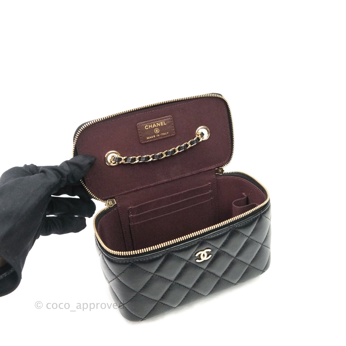 Chanel Vanity with Classic Chain in Black Lambskin Gold Hardware