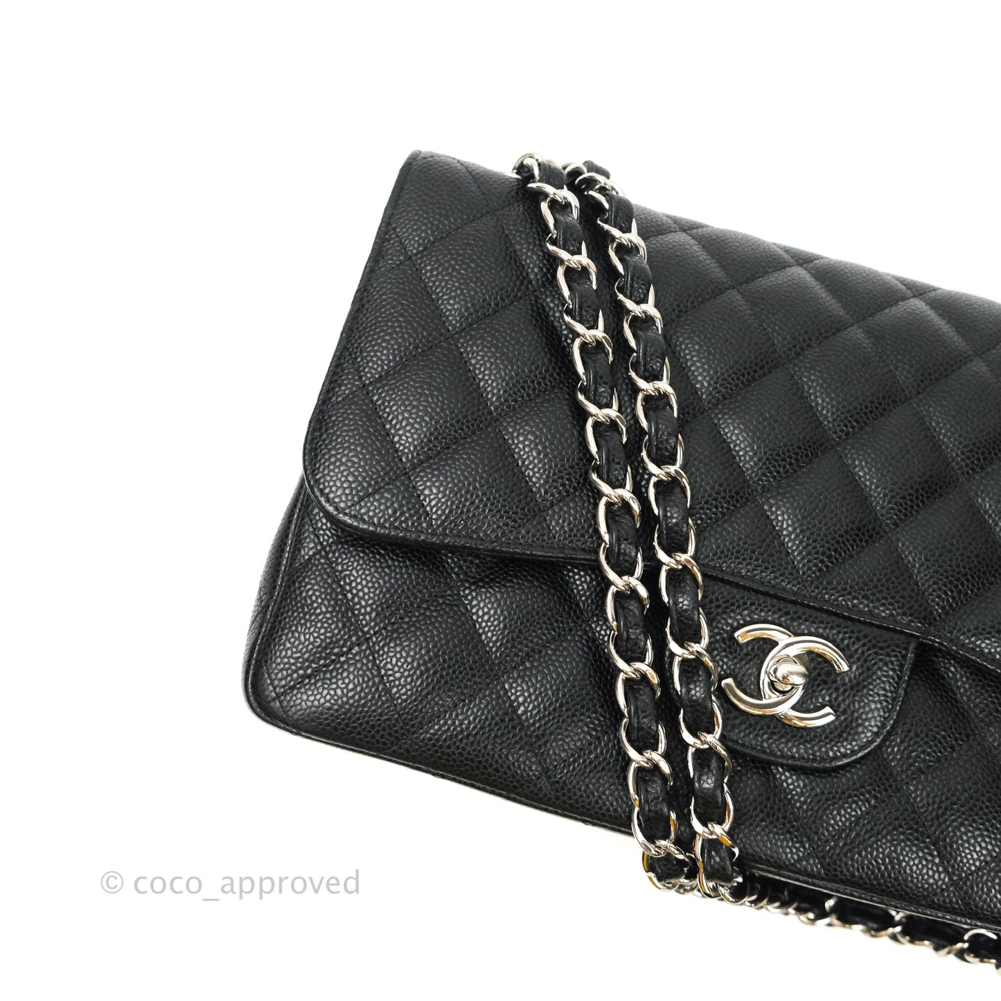 Chanel Jumbo Double Flap Black Caviar Silver Hardware⁣⁣