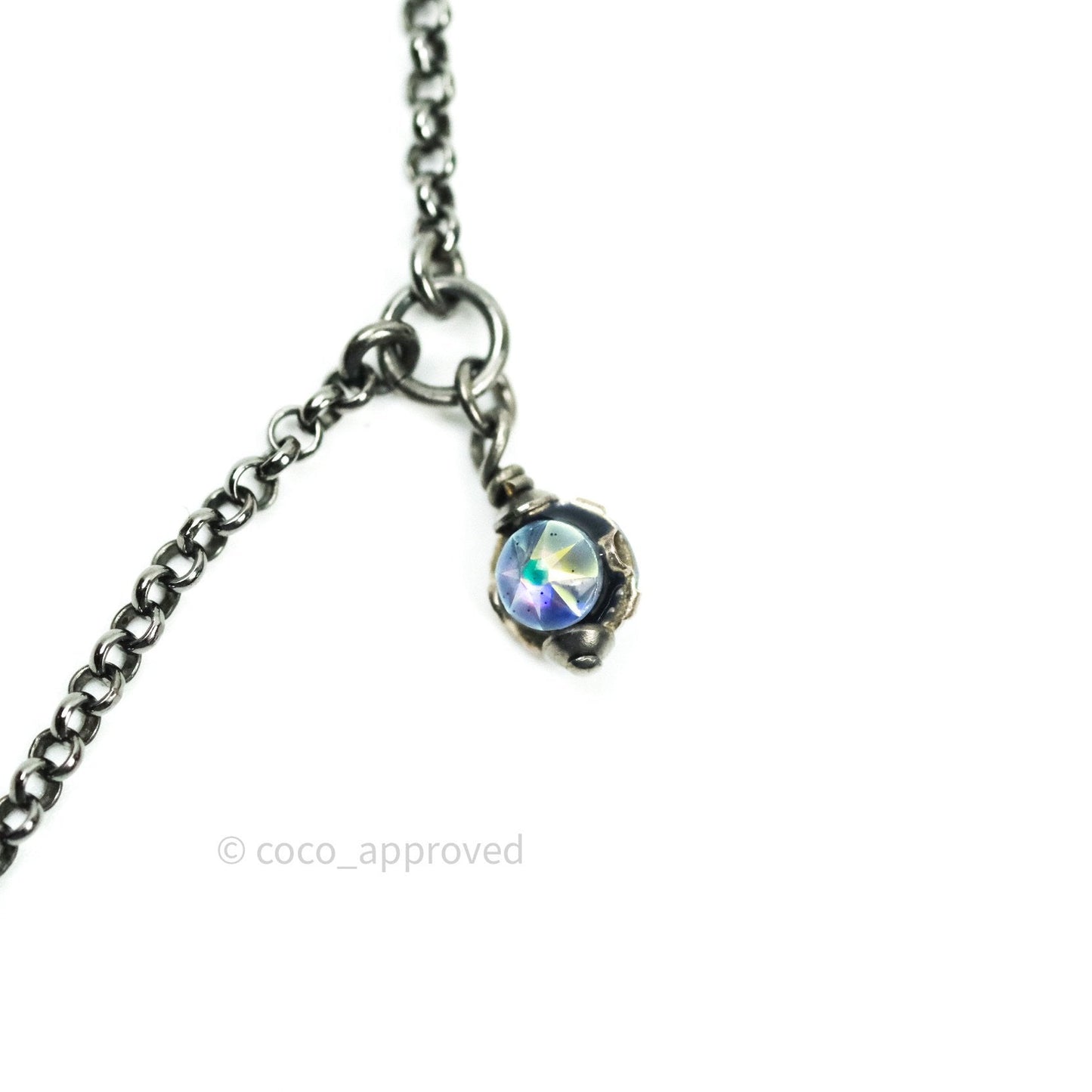 Chanel Ruthenium Crystal CC Necklace Iridescent Purple
