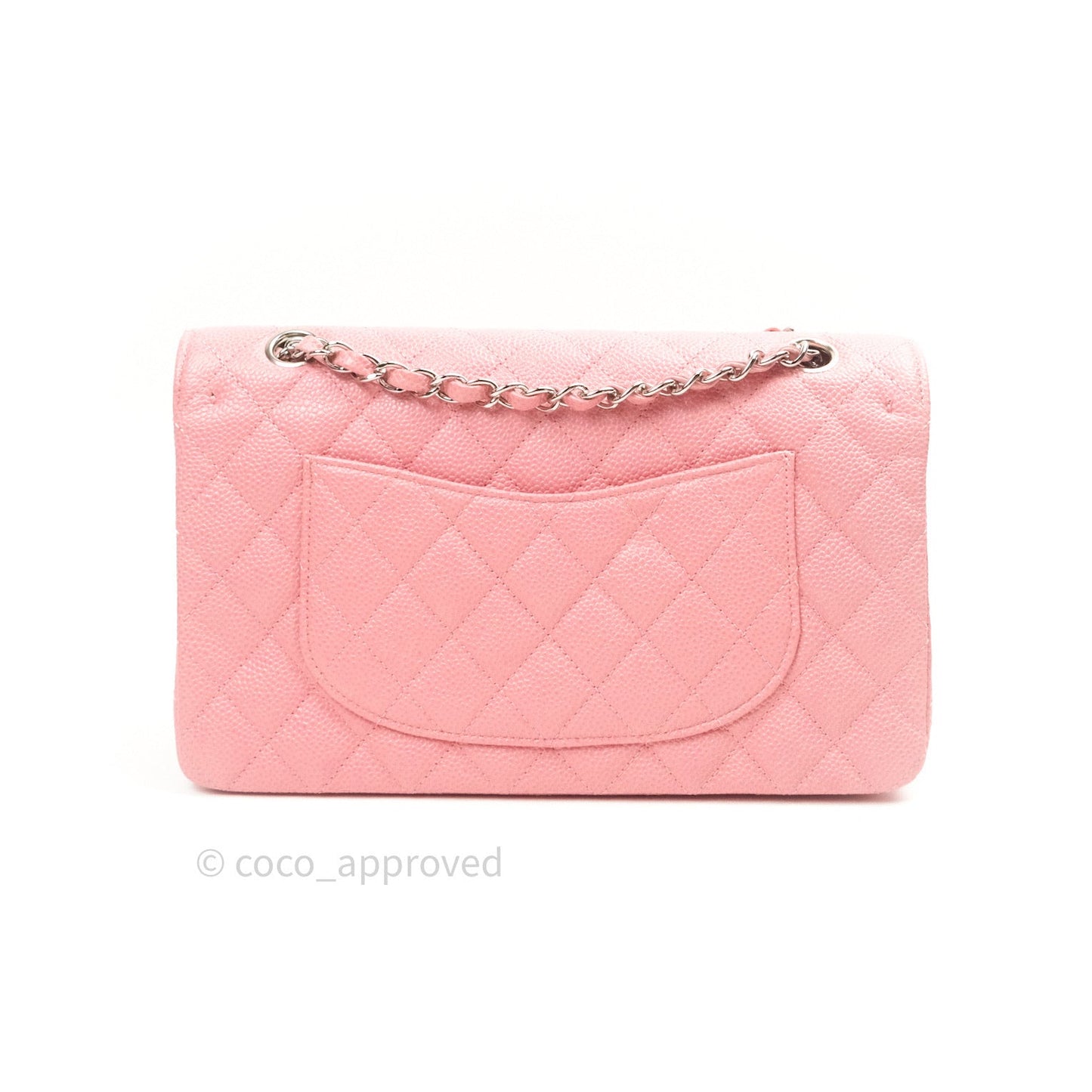 Chanel Classic M/L Medium Double Flap Bag Pink Caviar Silver Hardware