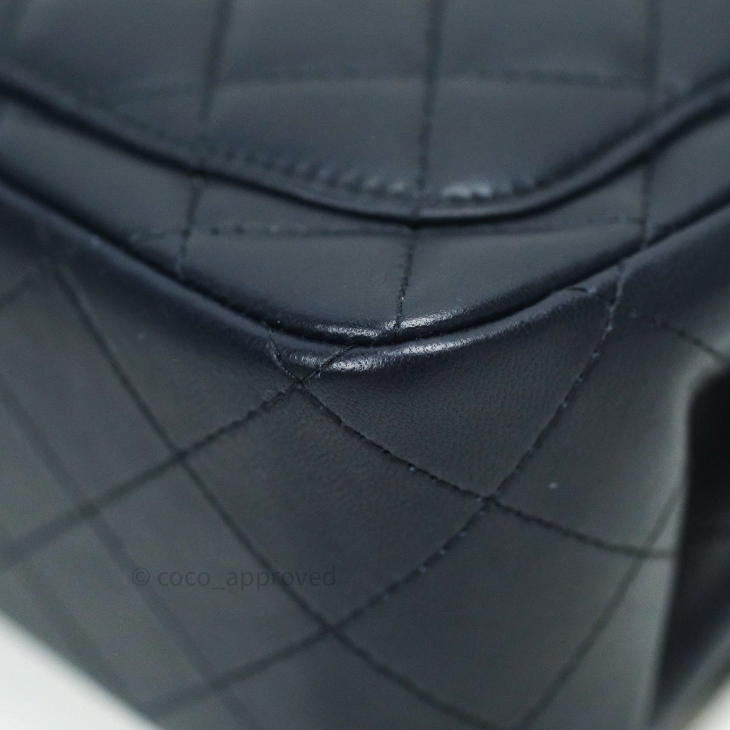 Chanel Mini Square Navy Lambskin Gold Hardware