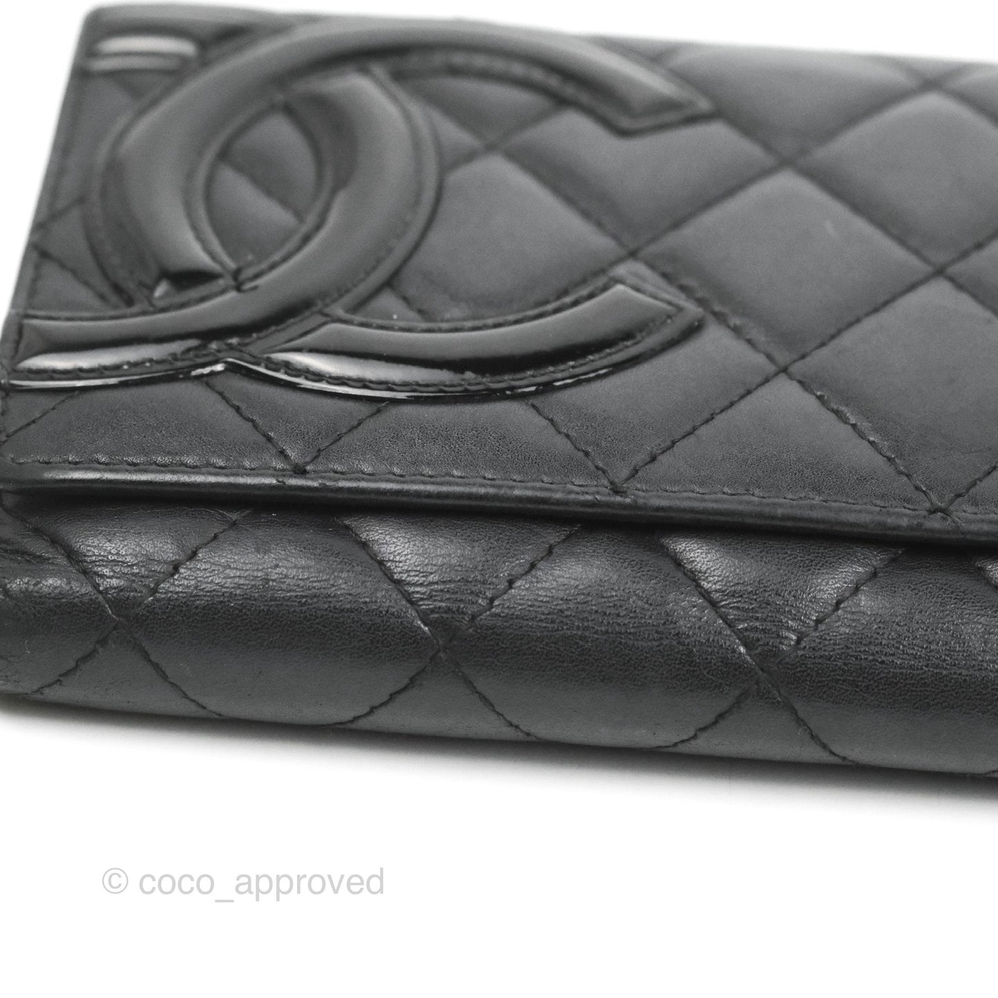 Chanel Quilted Cambon Ligne Flap Wallet Black Lambskin Patent