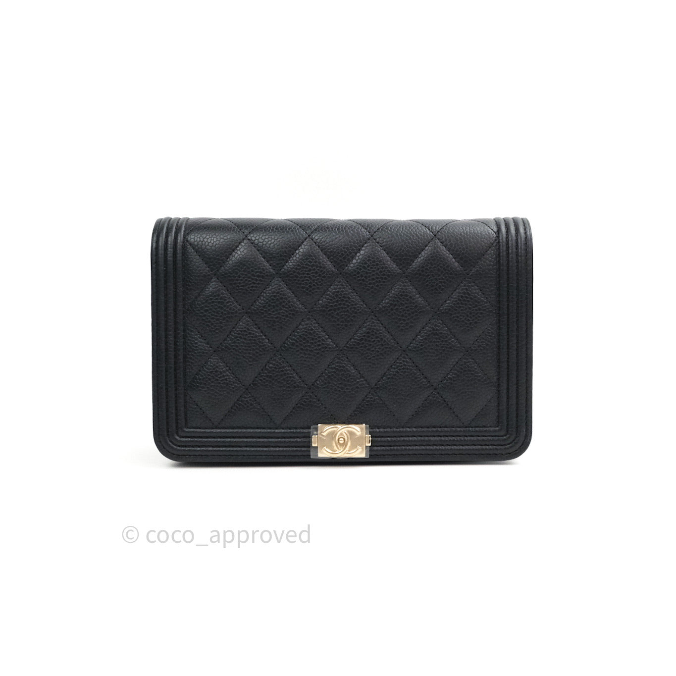 Chanel Quilted Boy Wallet on Chain WOC Black Caviar Gold Hardware