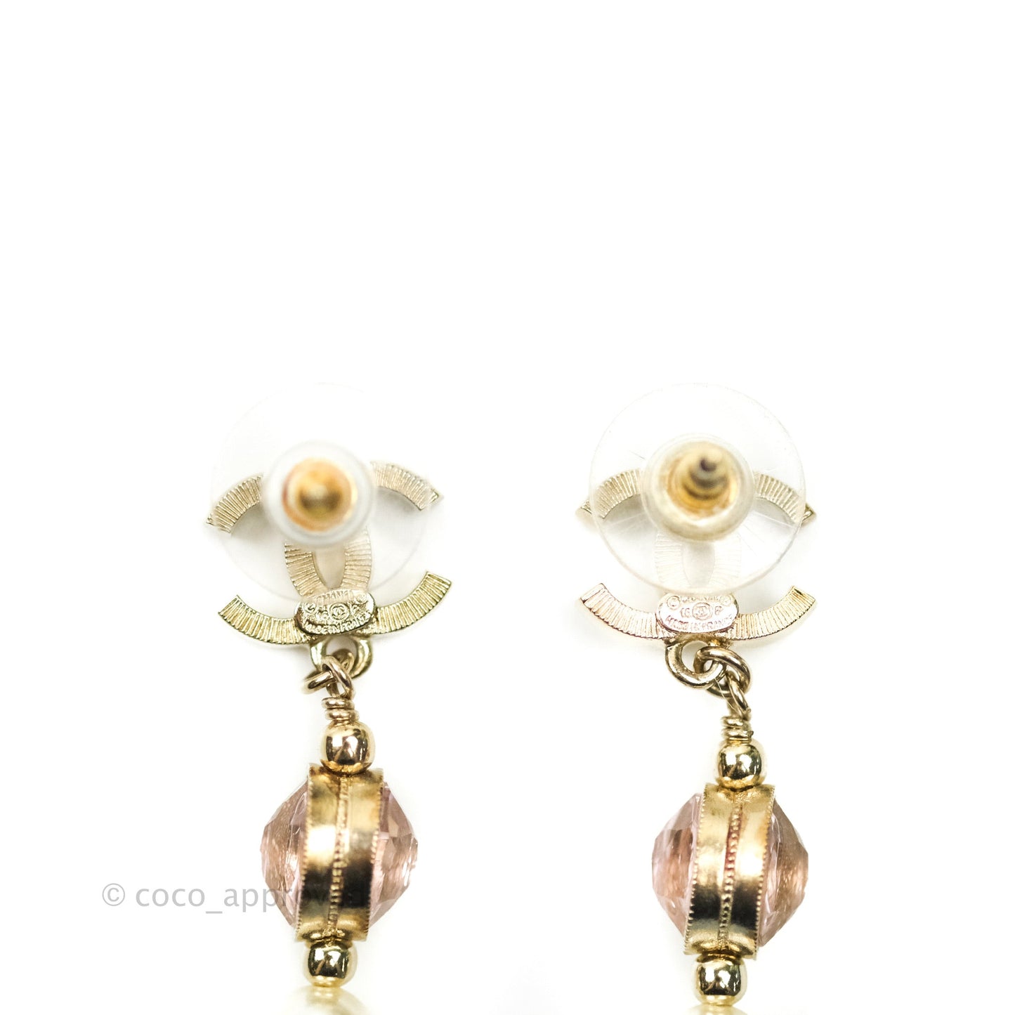 Chanel Crystal Gold Tone Drop Earrings 16P