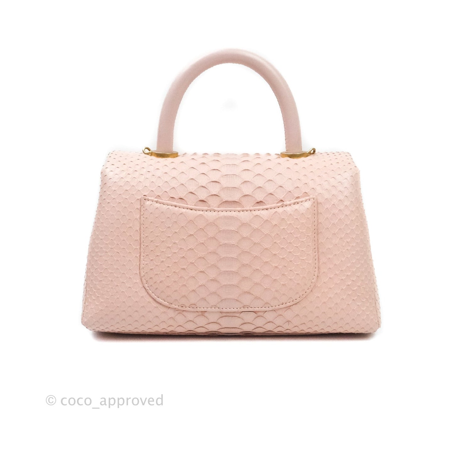 Chanel Quilted Mini Coco Handle Baby Pink Python Gold Hardware