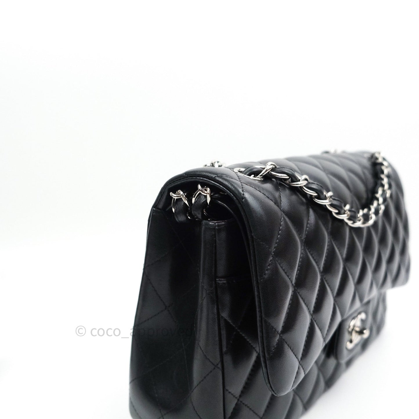 Chanel Classic Jumbo Double Flap Black Lambskin Silver Hardware⁣⁣