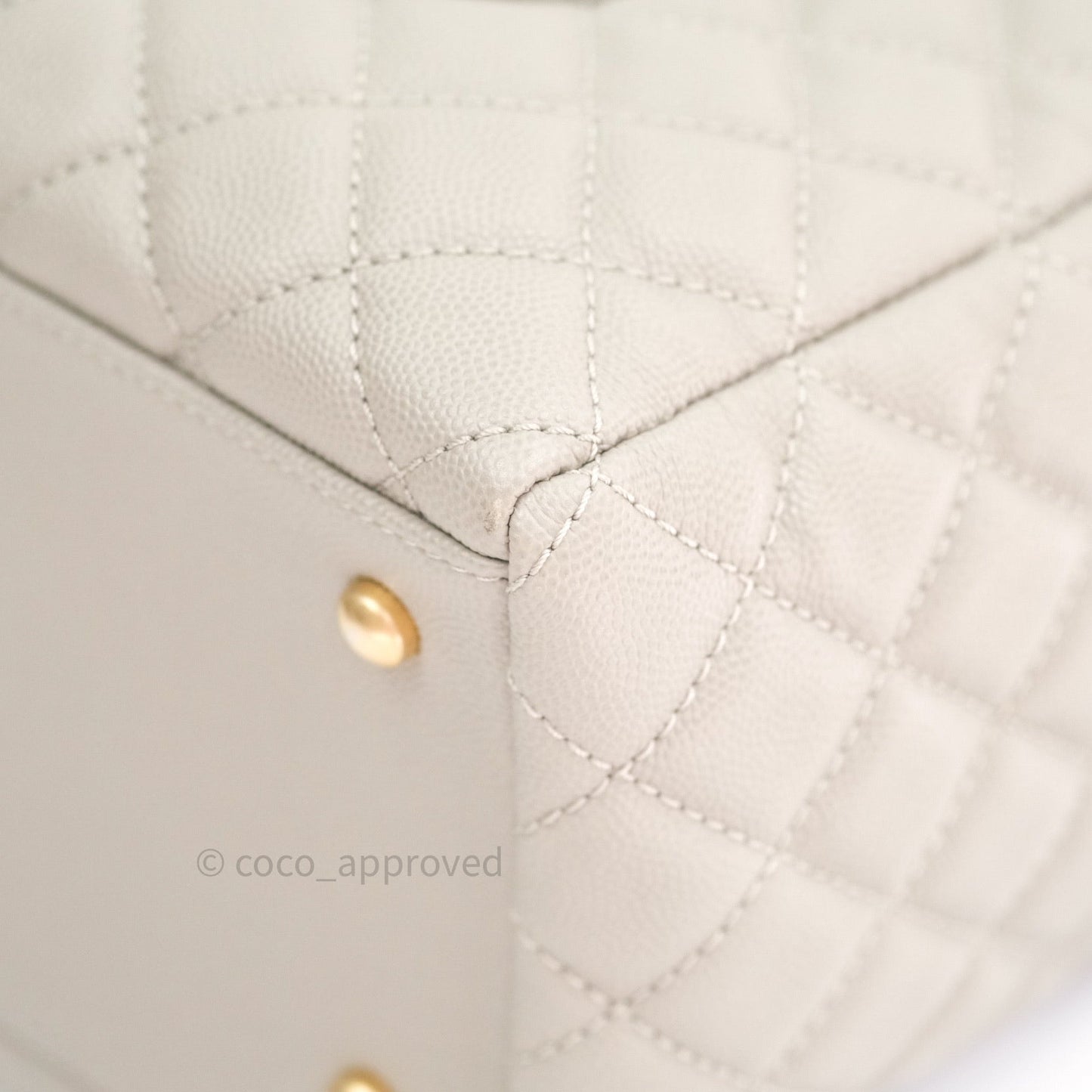 Chanel Quilted Medium Coco Handle Shopping Tote Grey Caviar Gold Hardware
