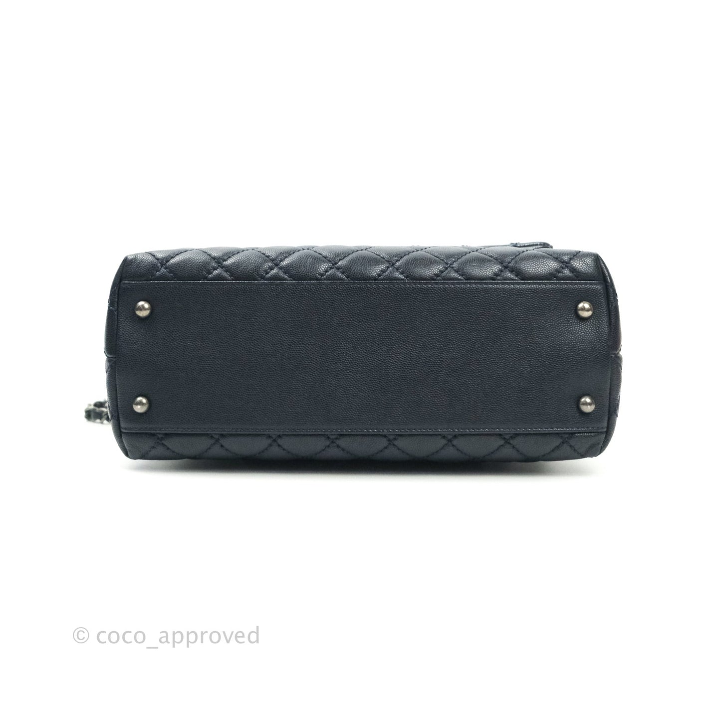 Chanel Small Coco Handle Quilted Navy Caviar Lizard Handle Ruthenium Hardware