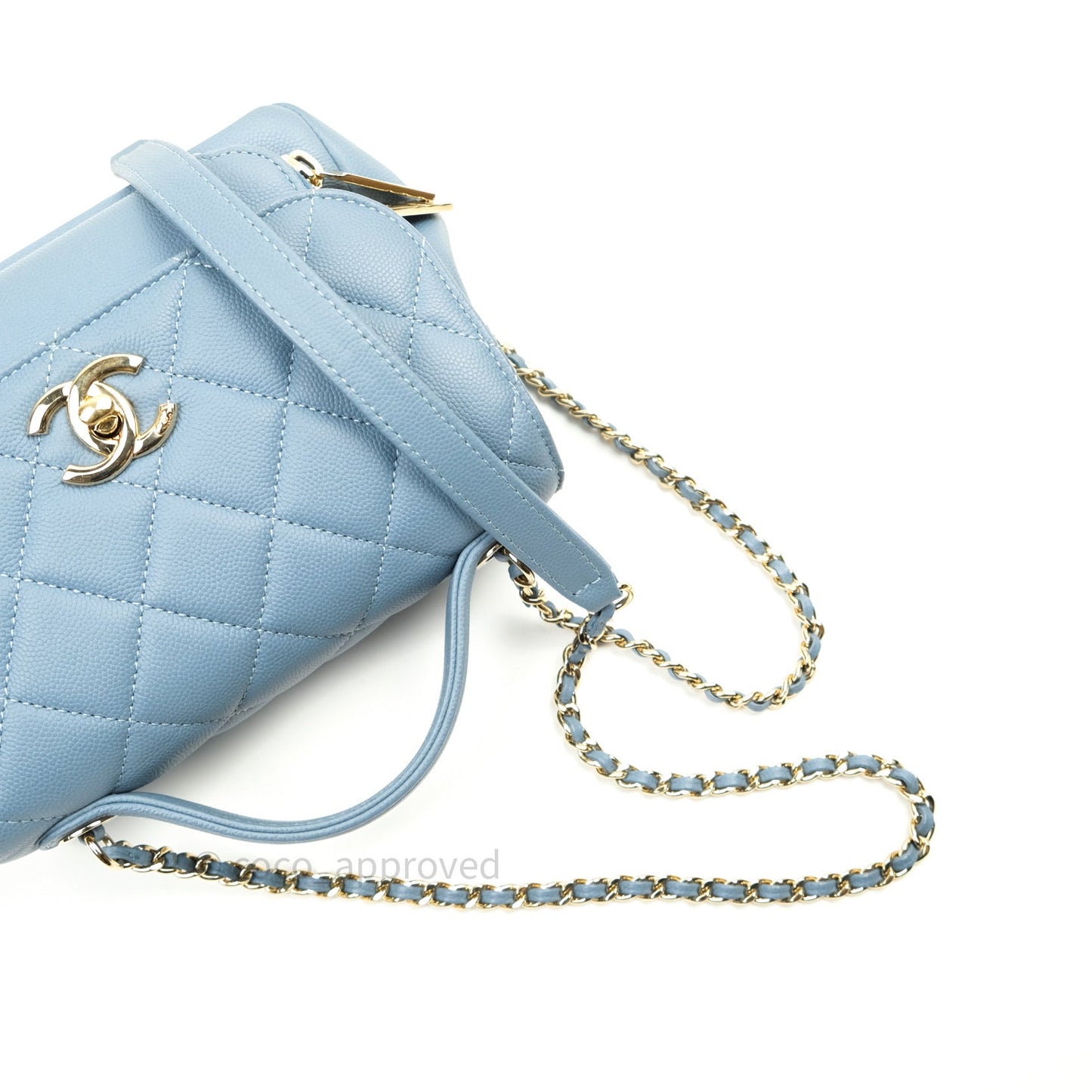 Chanel Caviar Quilted Small Business Affinity Flap Blue Light Gold Hardware