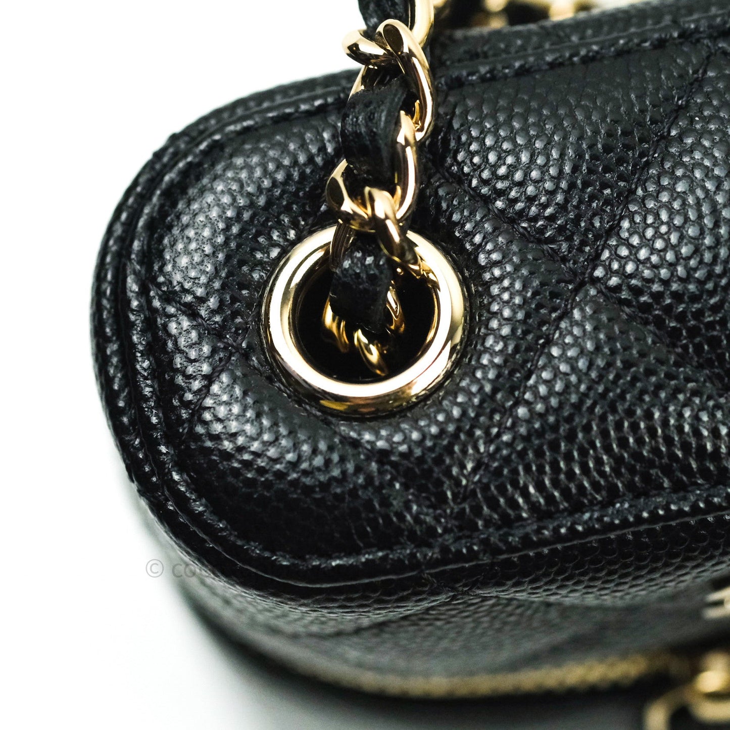 Chanel Vanity Phone Holder With Chain Black Caviar Gold Hardware