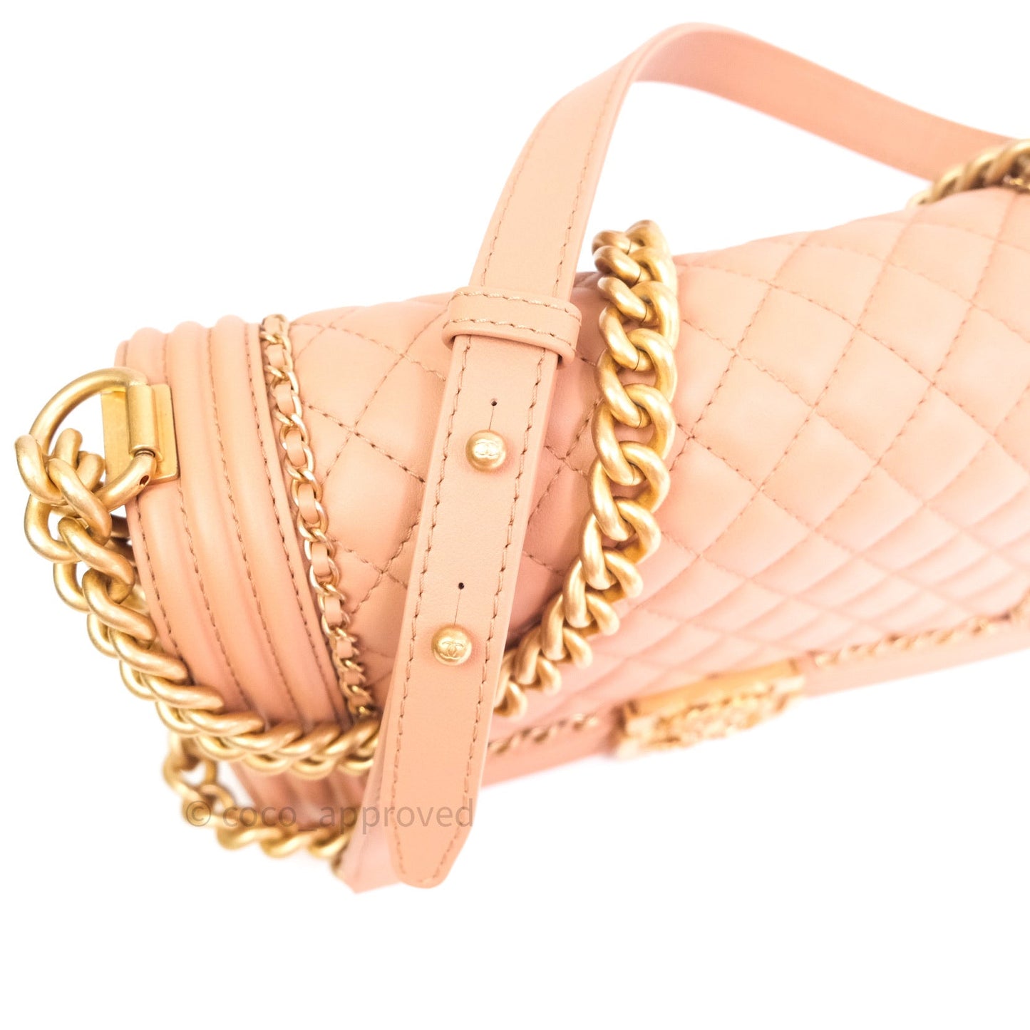 Chanel Boy Quilted Medium Dark Beige Calfskin Gold Hardware 20C