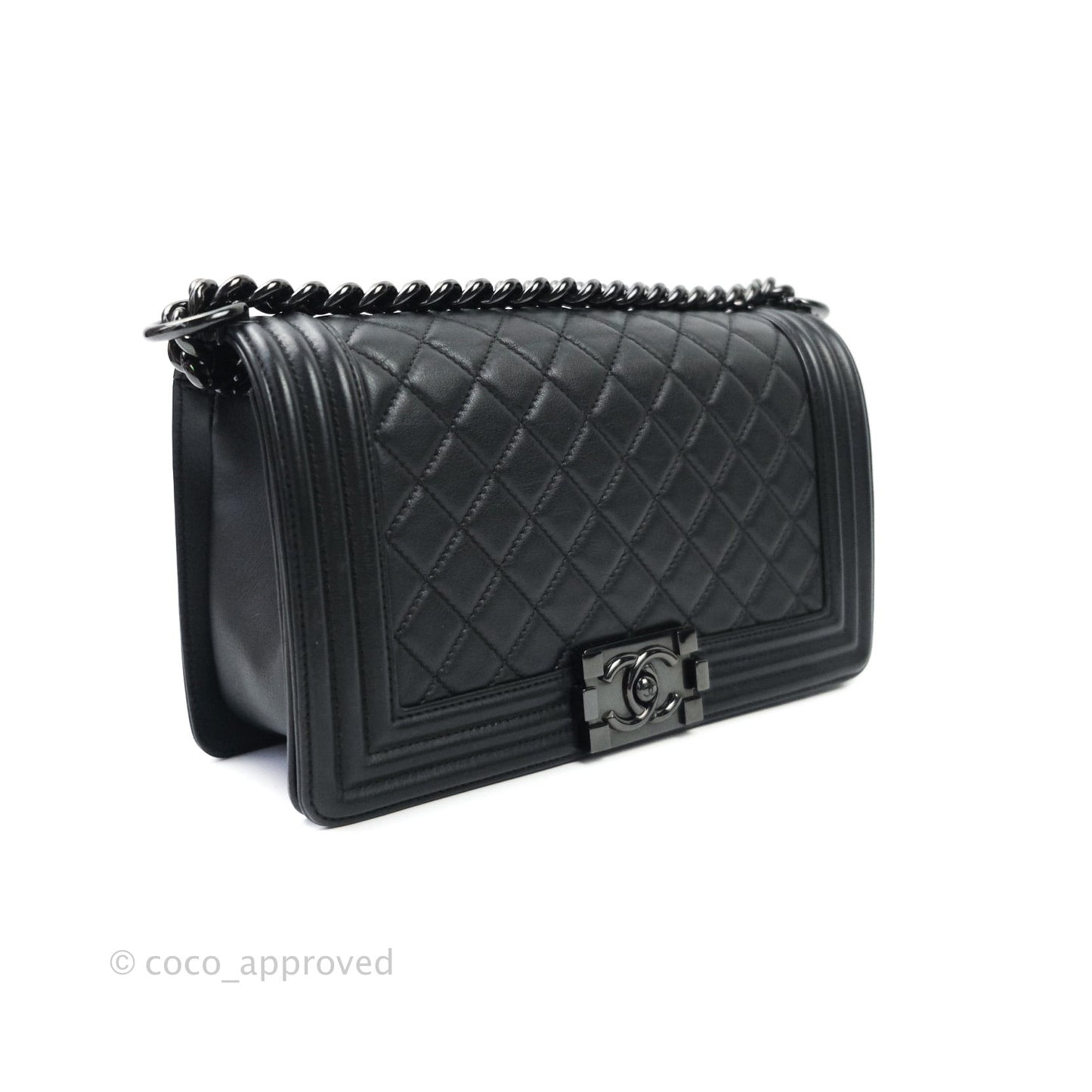 Chanel Quilted Medium Calfskin Boy Flap So Black Hardware