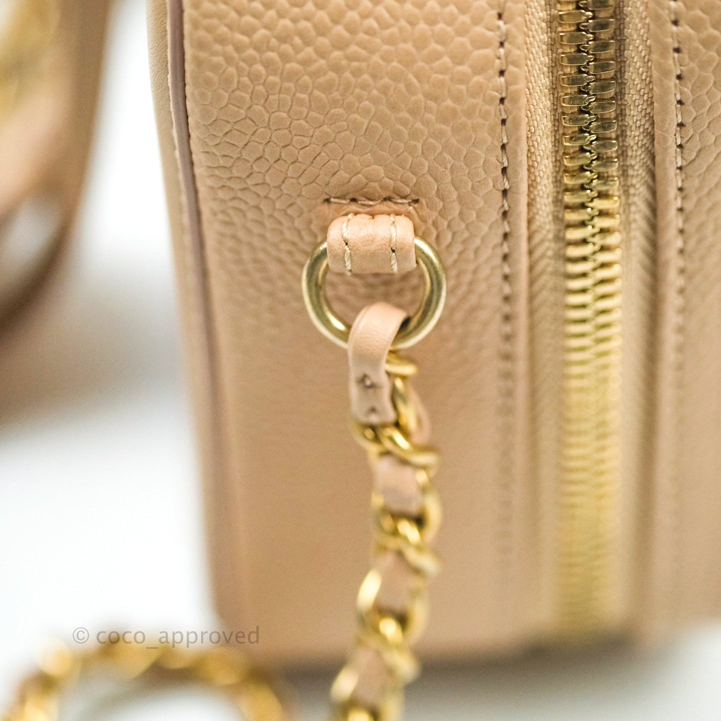 Chanel Quilted Small CC Filigree Vanity Case Beige Beige Caviar