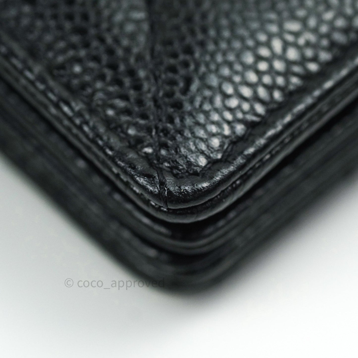 Chanel Mini Wallet With Chain Black Caviar Silver Hardware