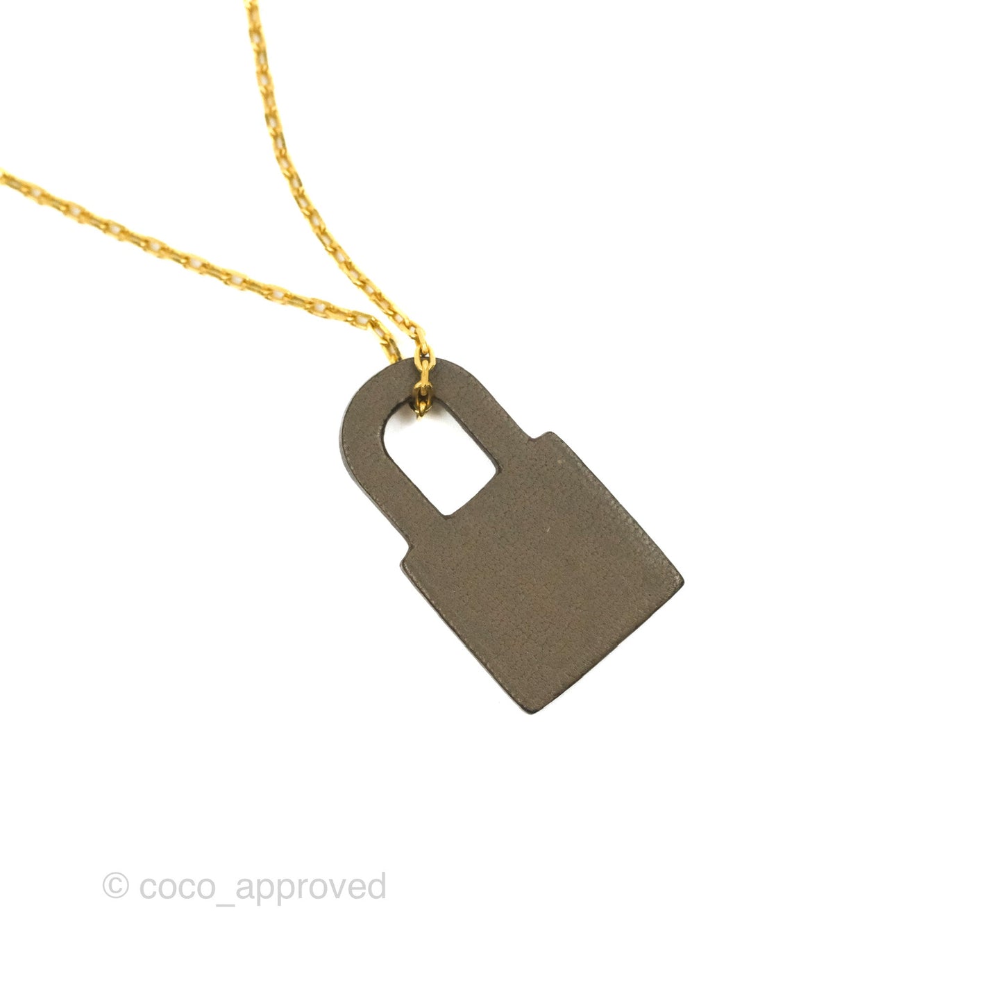 Hermès Small O'Kelly Pendant Necklace Etoupe Swift Gold