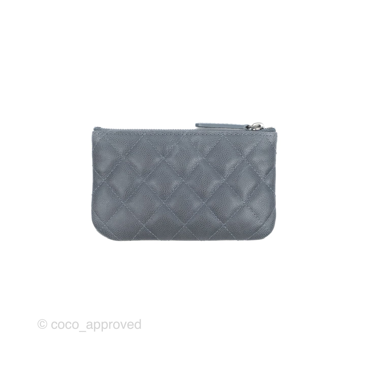 Chanel Quilted Mini O Case Dark Grey Blue Caviar Ruthenium Hardware