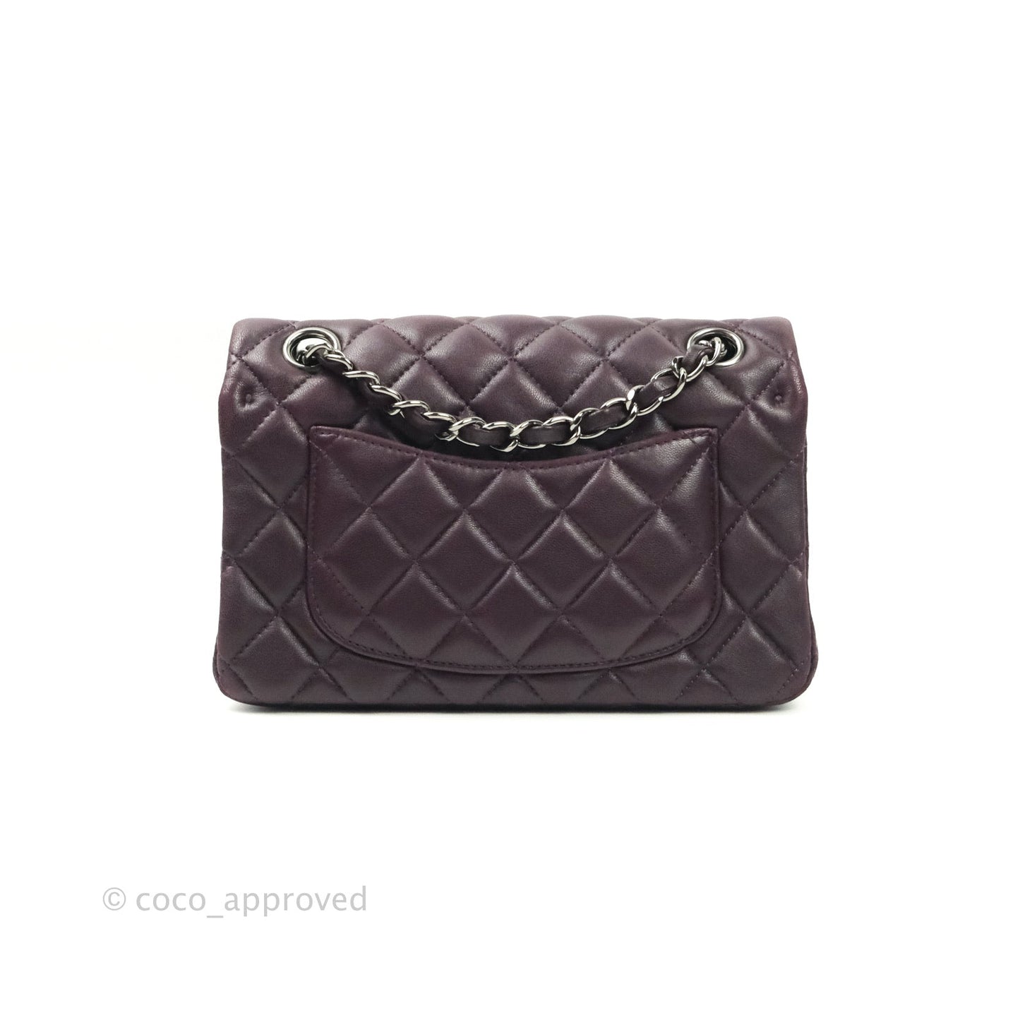 Chanel Quilted Mini Rectangular Purple Lambskin Silver Hardware