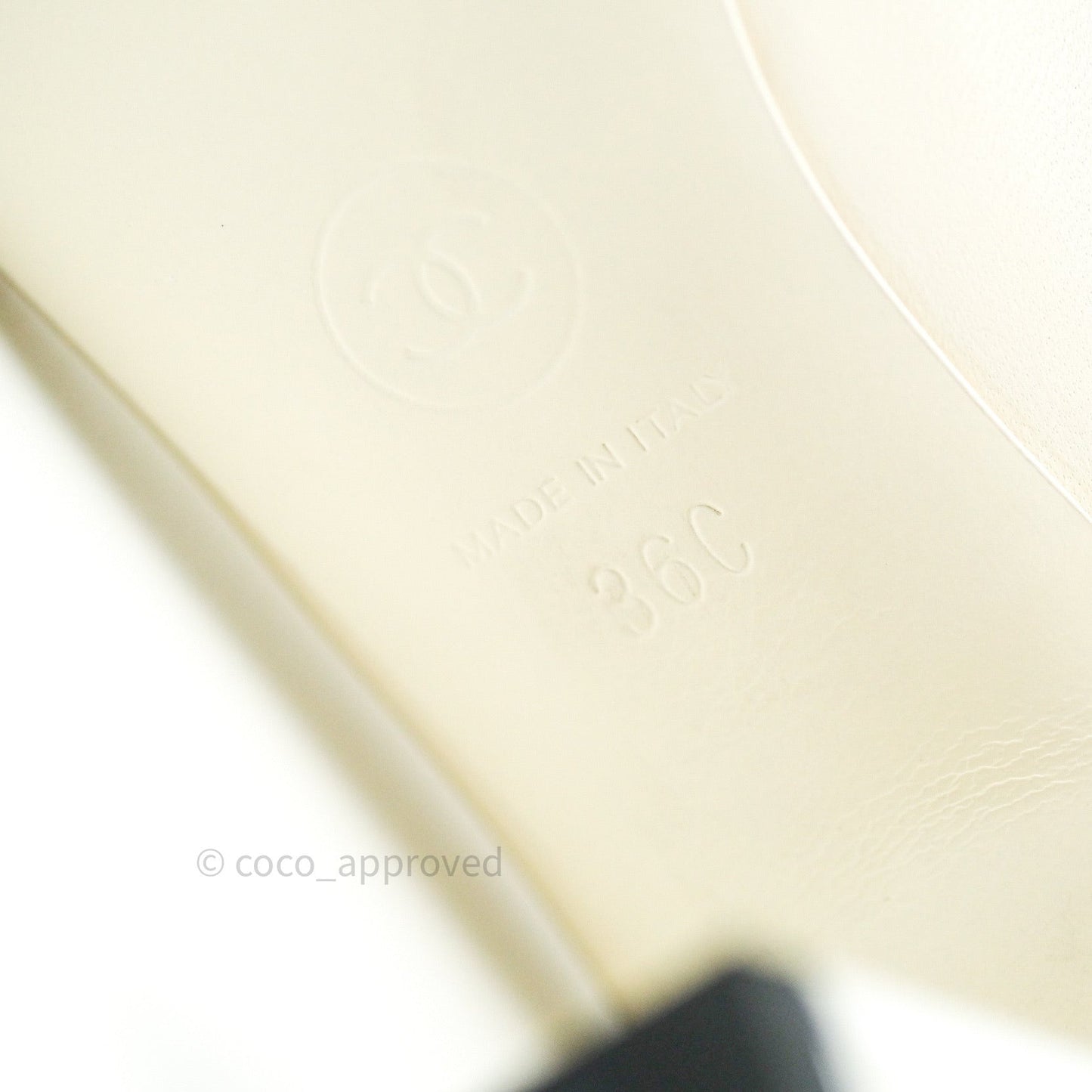 Chanel Classic Heels White Black Lambskin Shoes 36C
