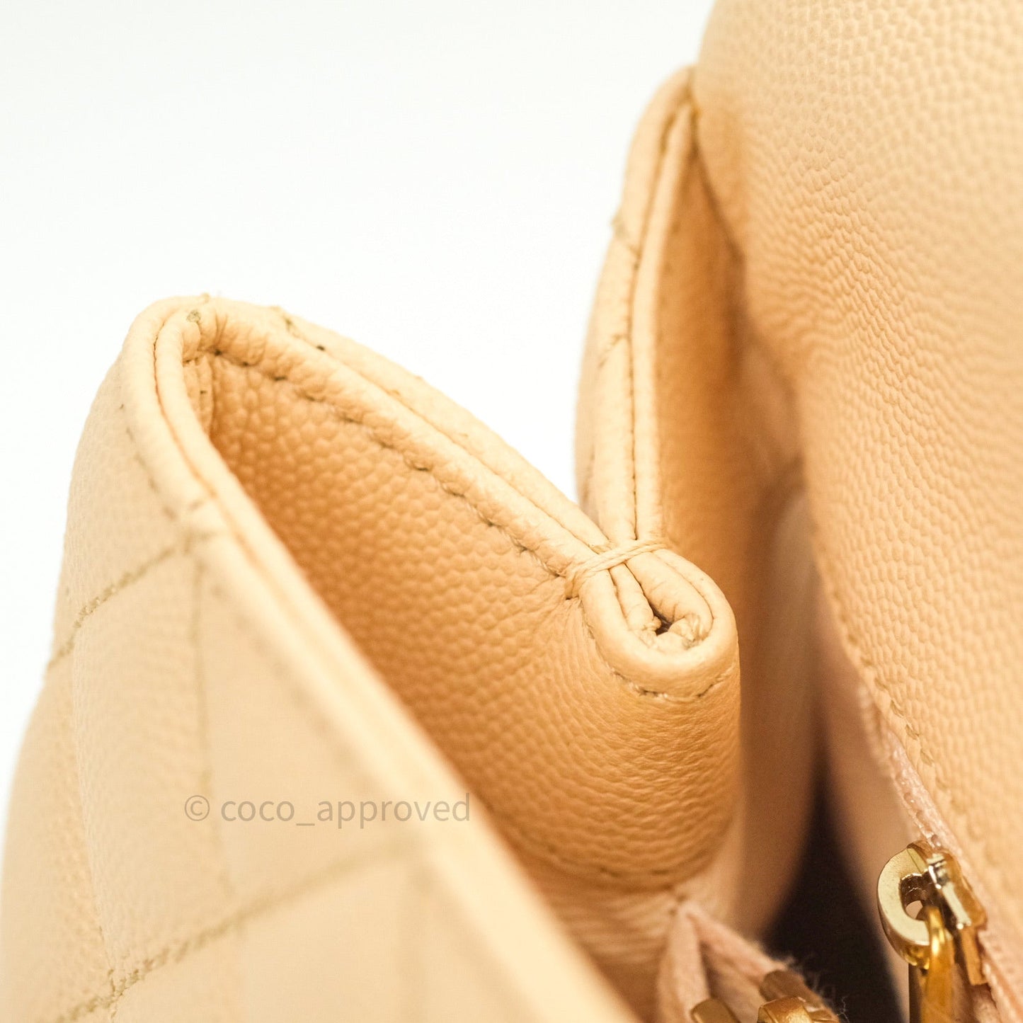 Chanel Small Coco Handle Quilted Beige Caviar Gold Hardware