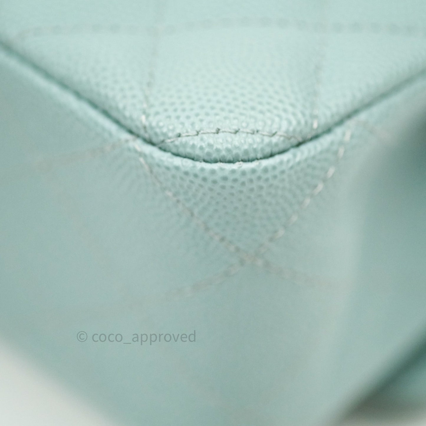 Chanel Classic M/L Medium Double Flap Bag Light Blue Caviar Silver Hardware 18C